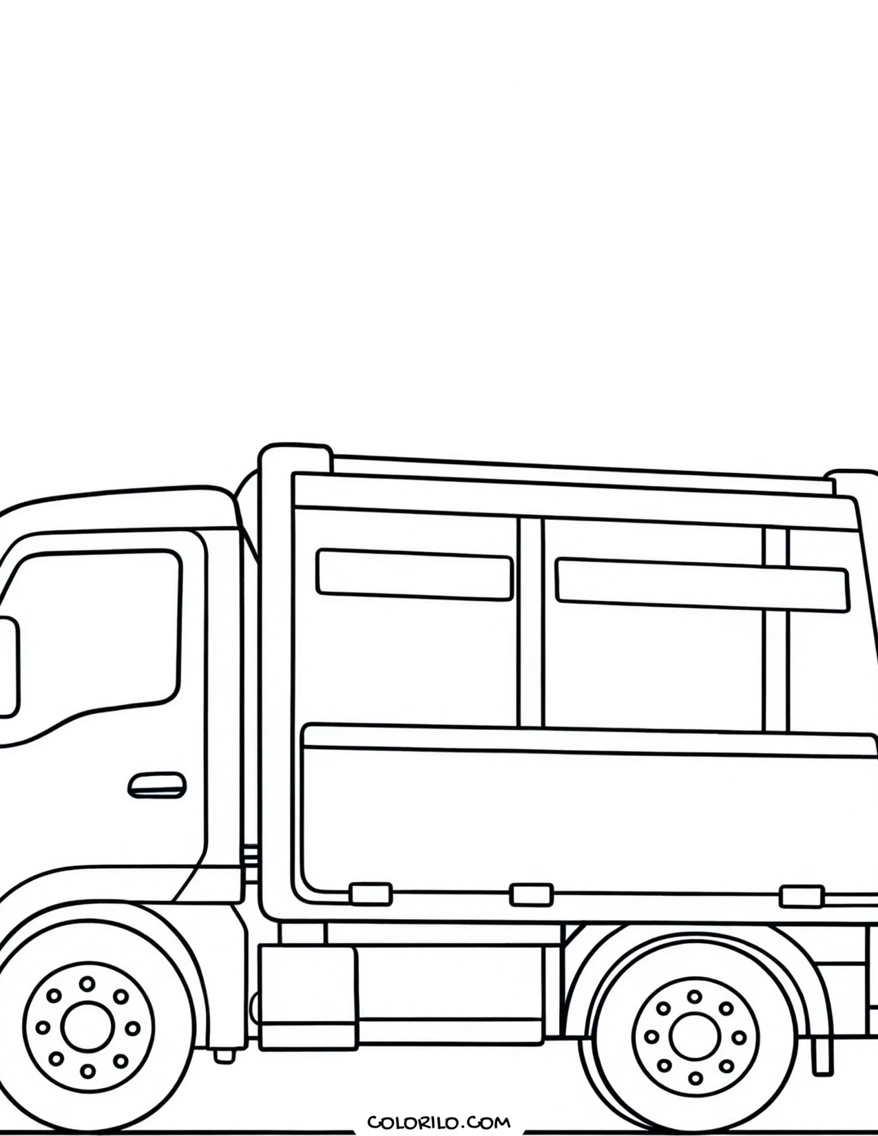 A bin lorry seen from behind coloring page