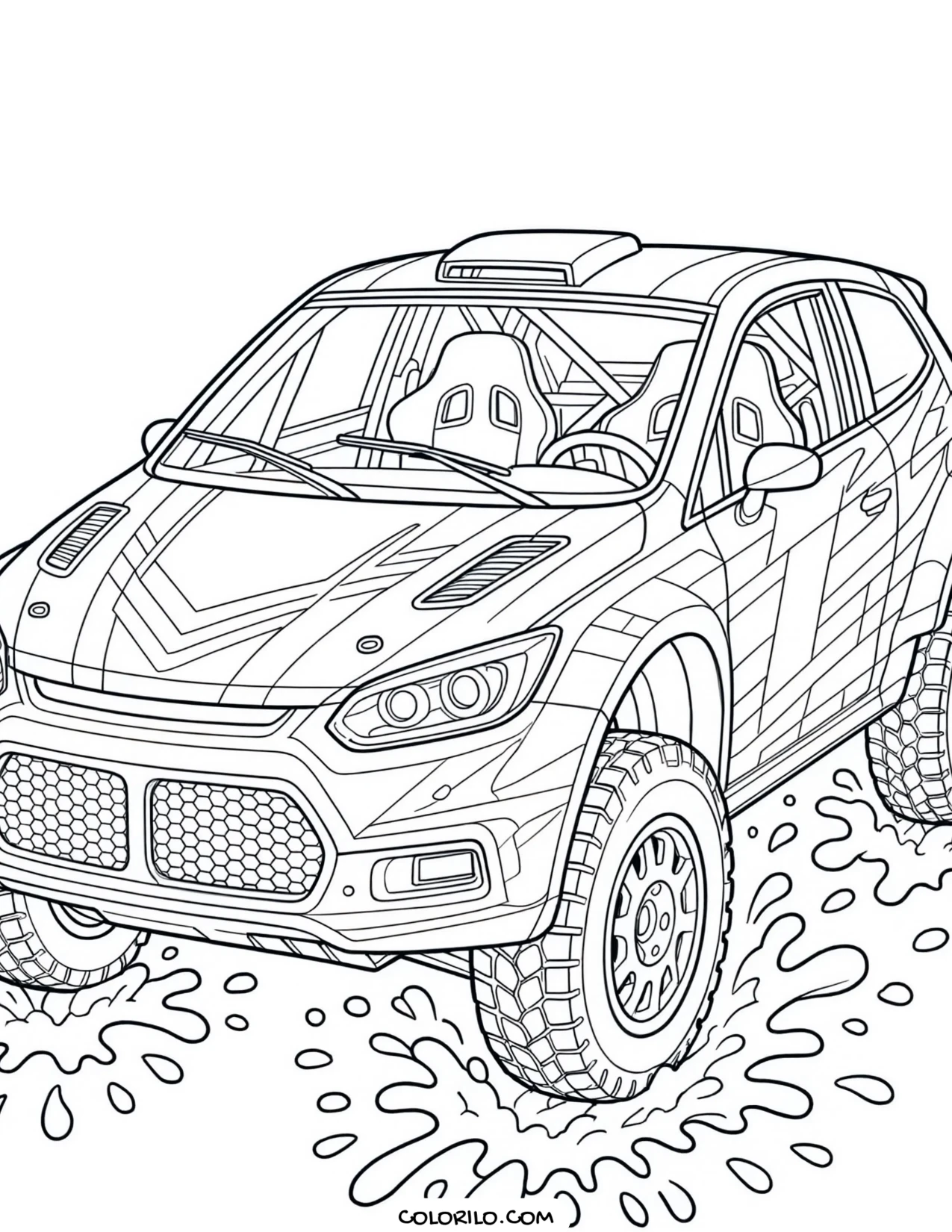 A bin lorry working along a street coloring page