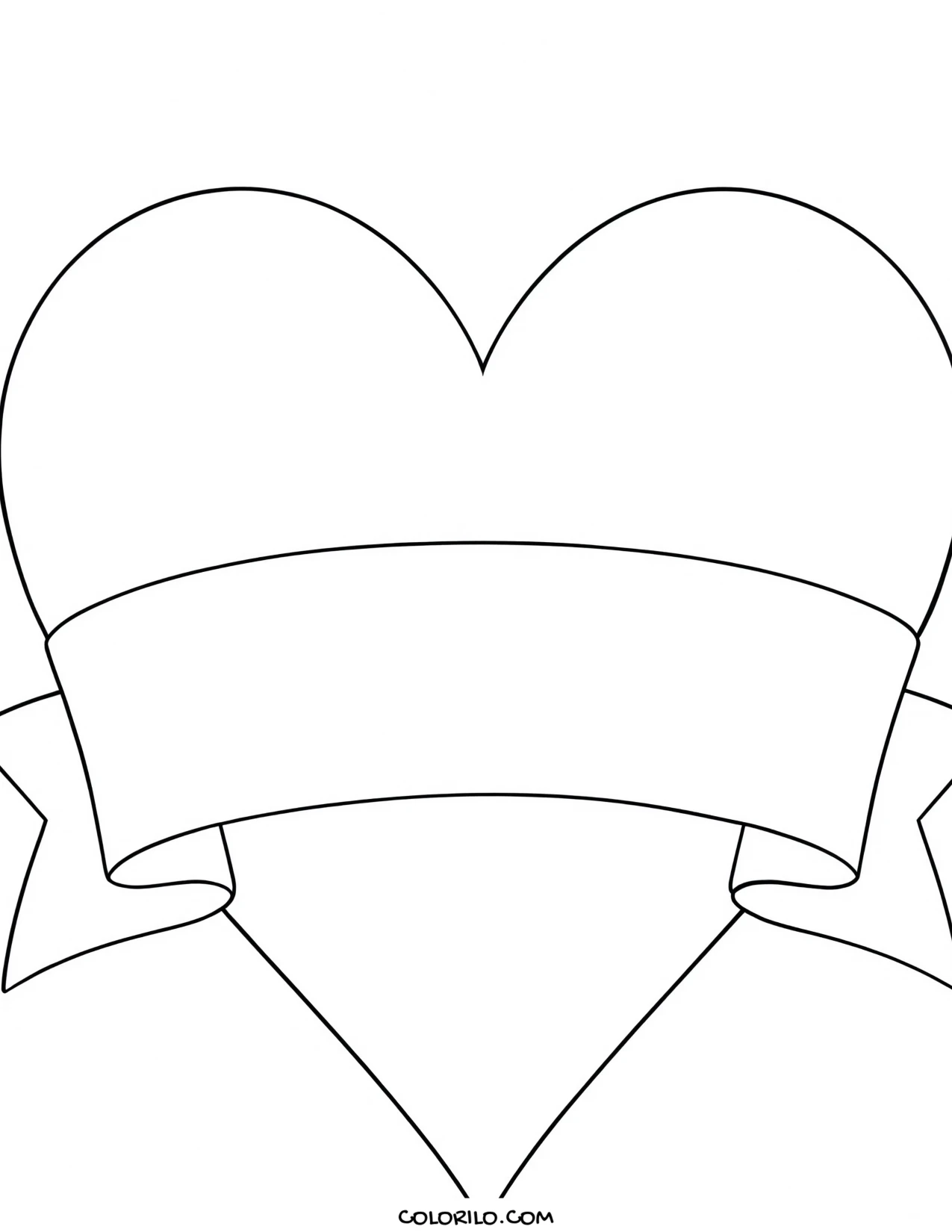 A heart with an empty banner to write on coloring page