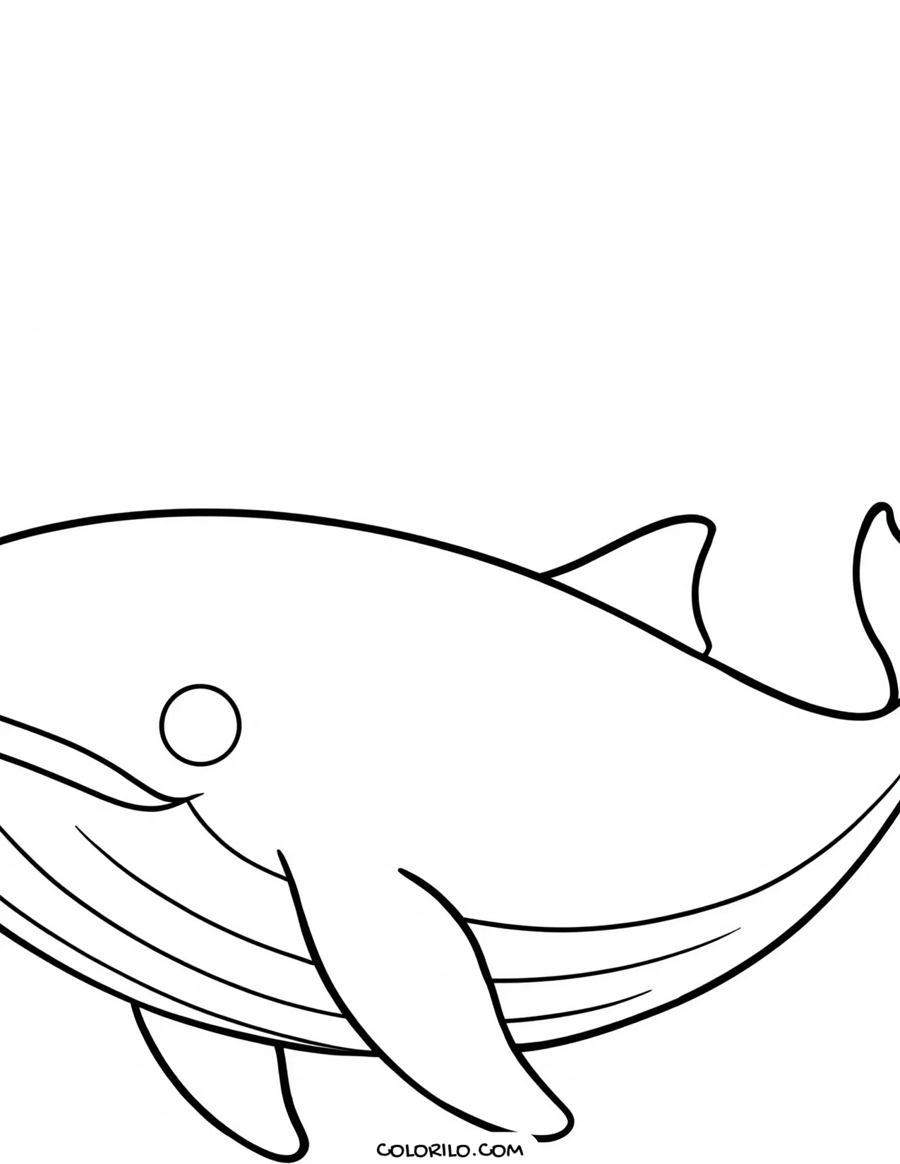 A blue whale seen in profile coloring page