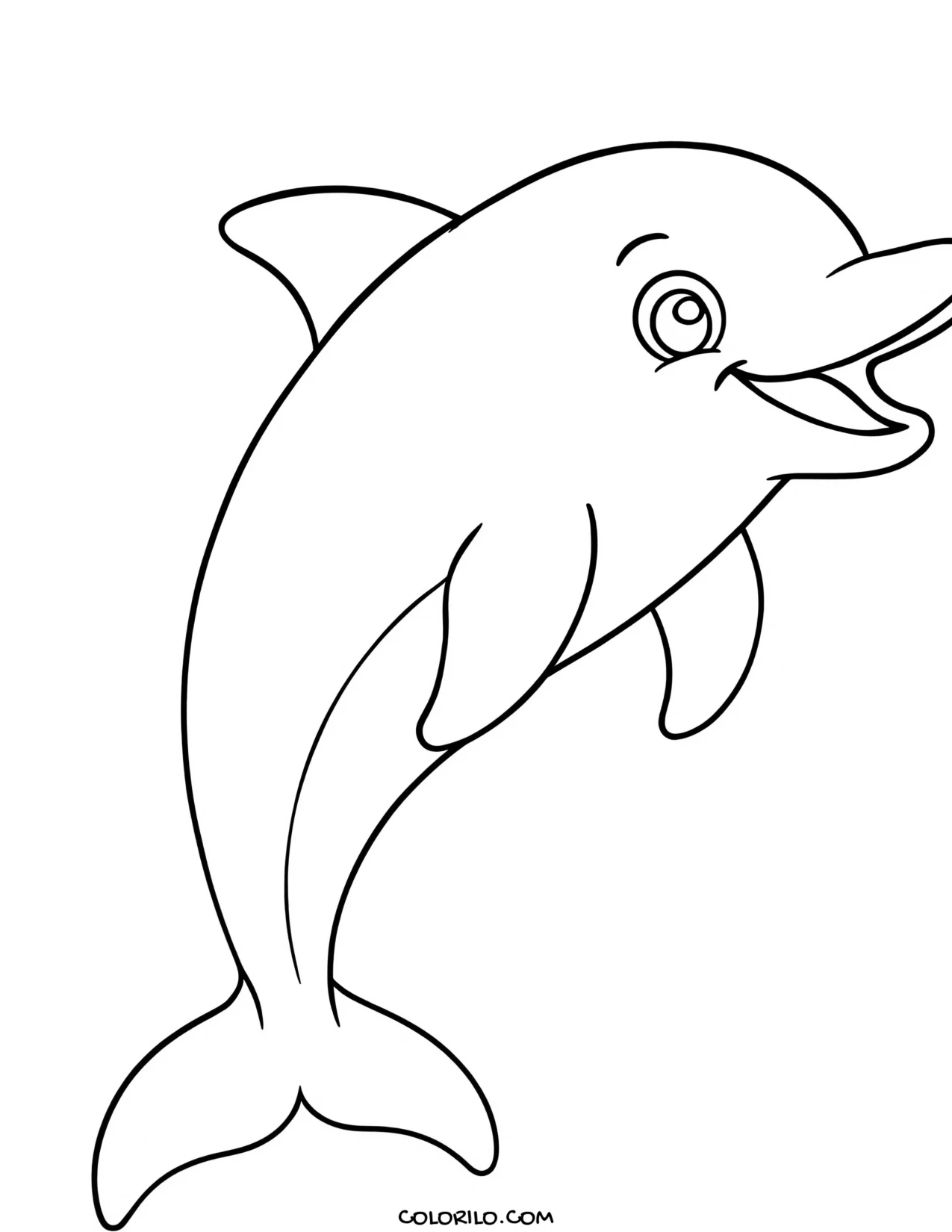 A bottlenose dolphin leaping from the water coloring page