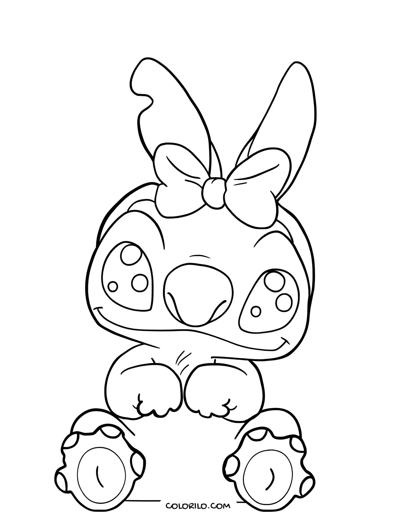 Angel sitting with a bow coloring page