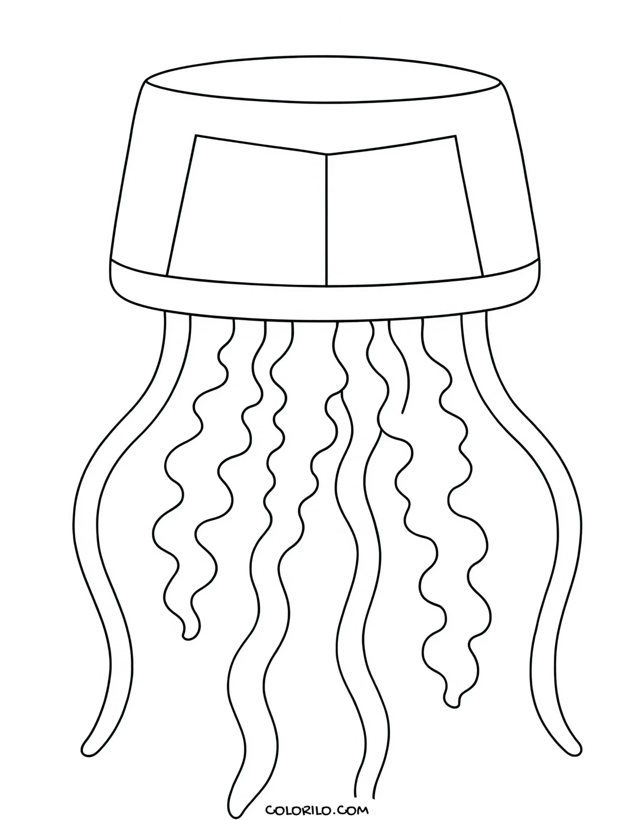 A box jellyfish with its cube-shaped body coloring page