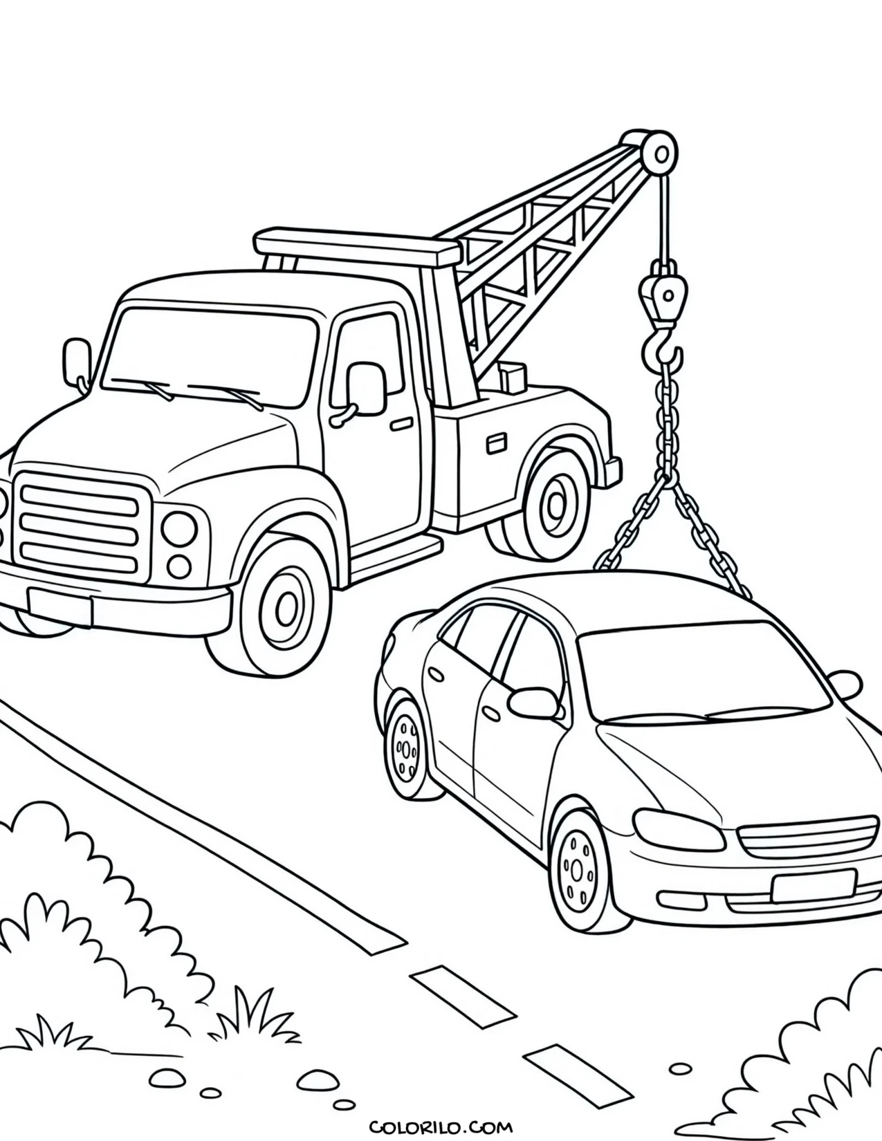 A bulldozer seen from the front coloring page