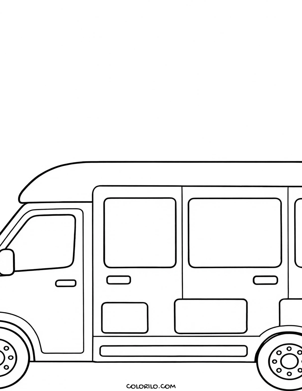 A camper van in side profile coloring page