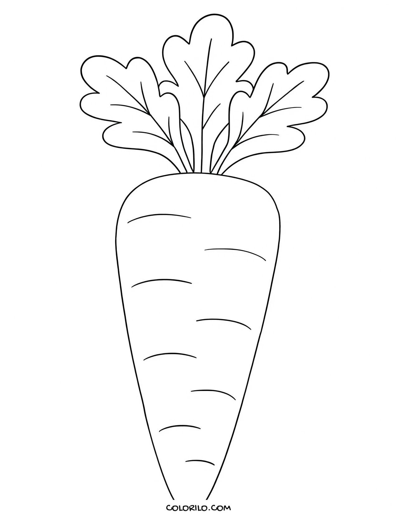 A carrot with its leafy top coloring page