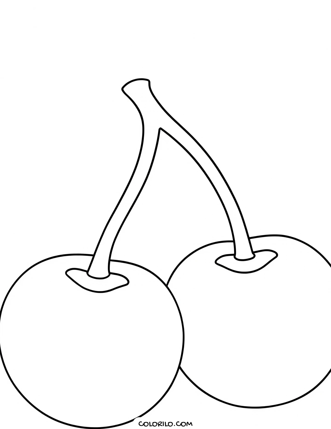 Two cherries joined at the stem coloring page