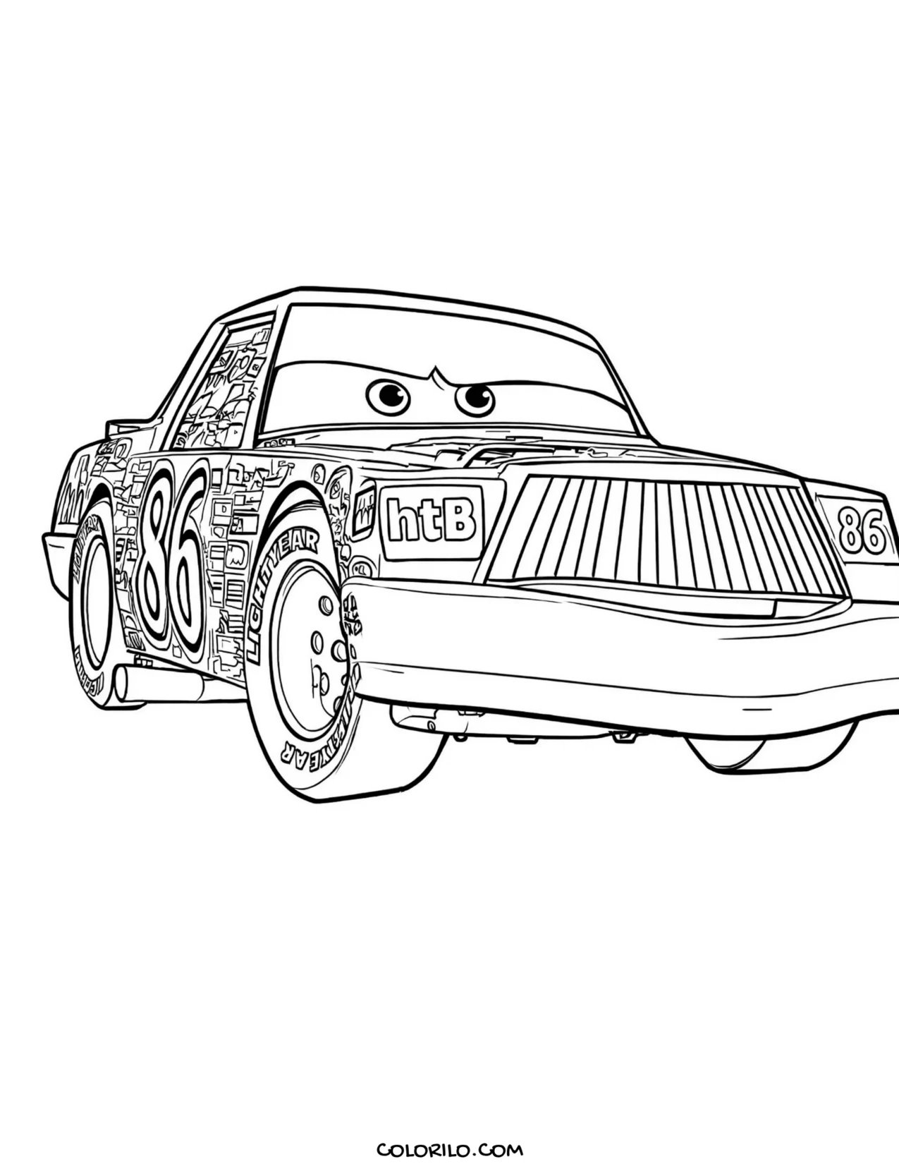 Chick Hicks seen from the front coloring page