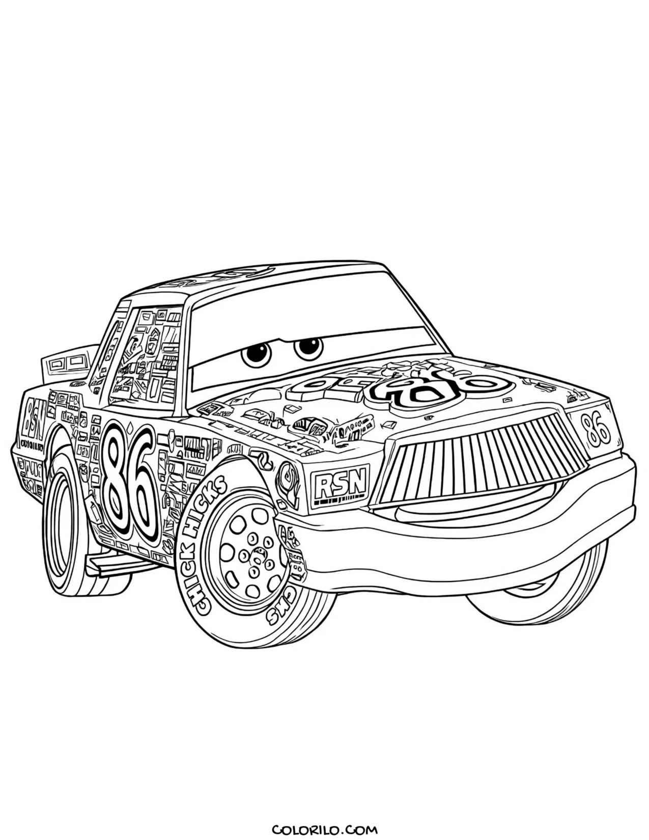 Chick Hicks with his number 86 coloring page