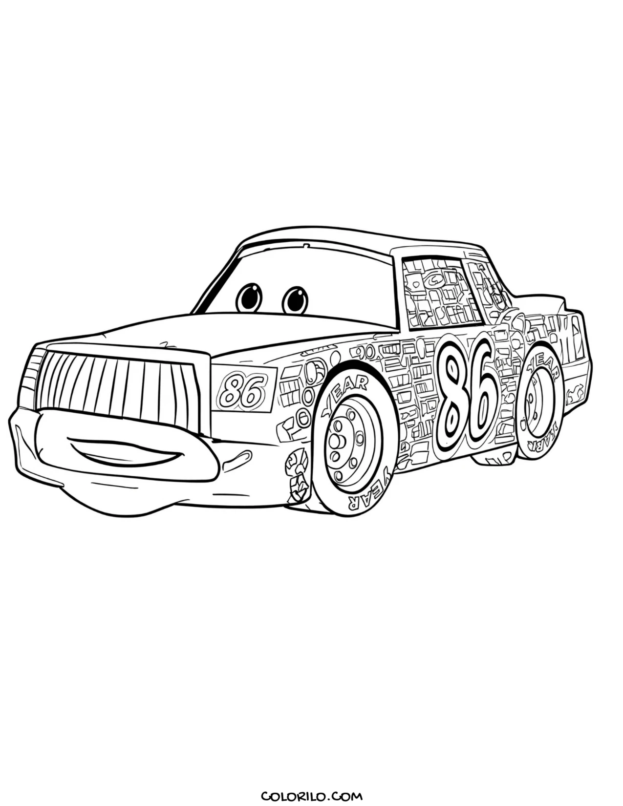 Chick Hicks in side profile coloring page