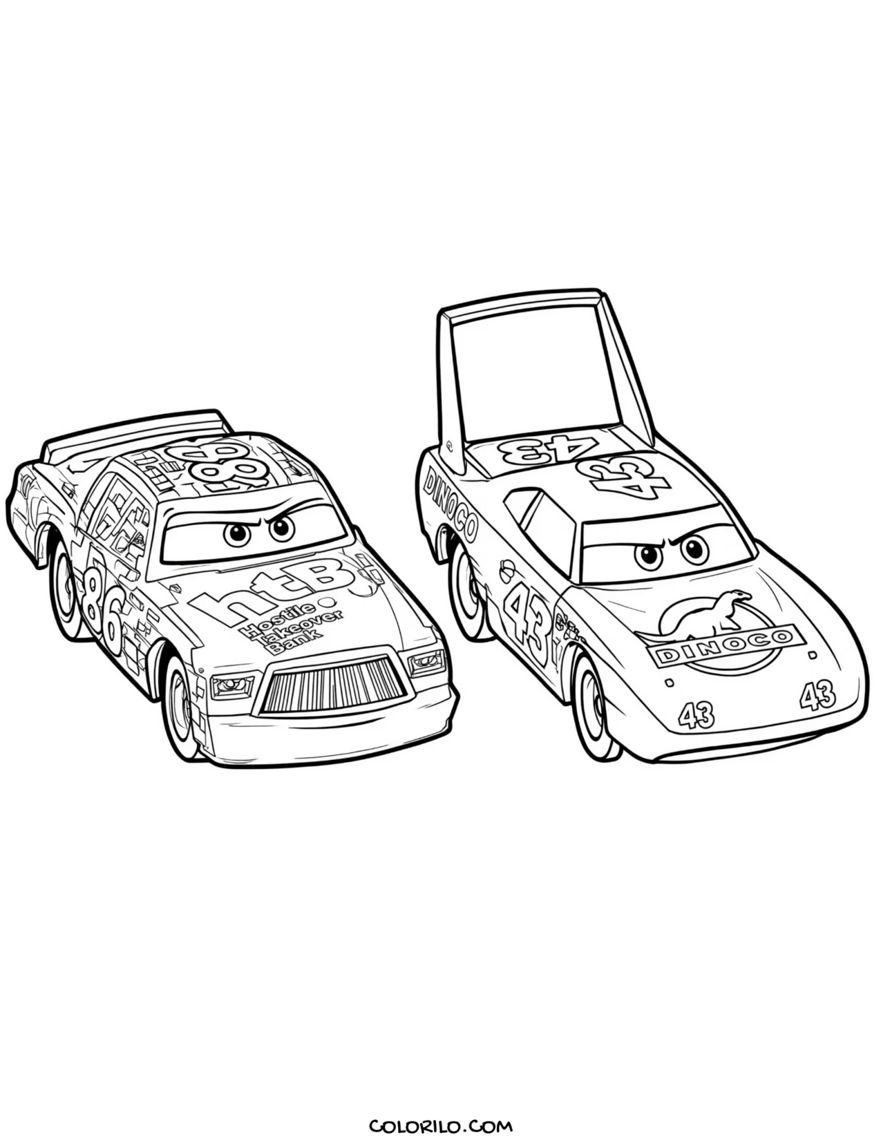 Chick Hicks racing against The King coloring page