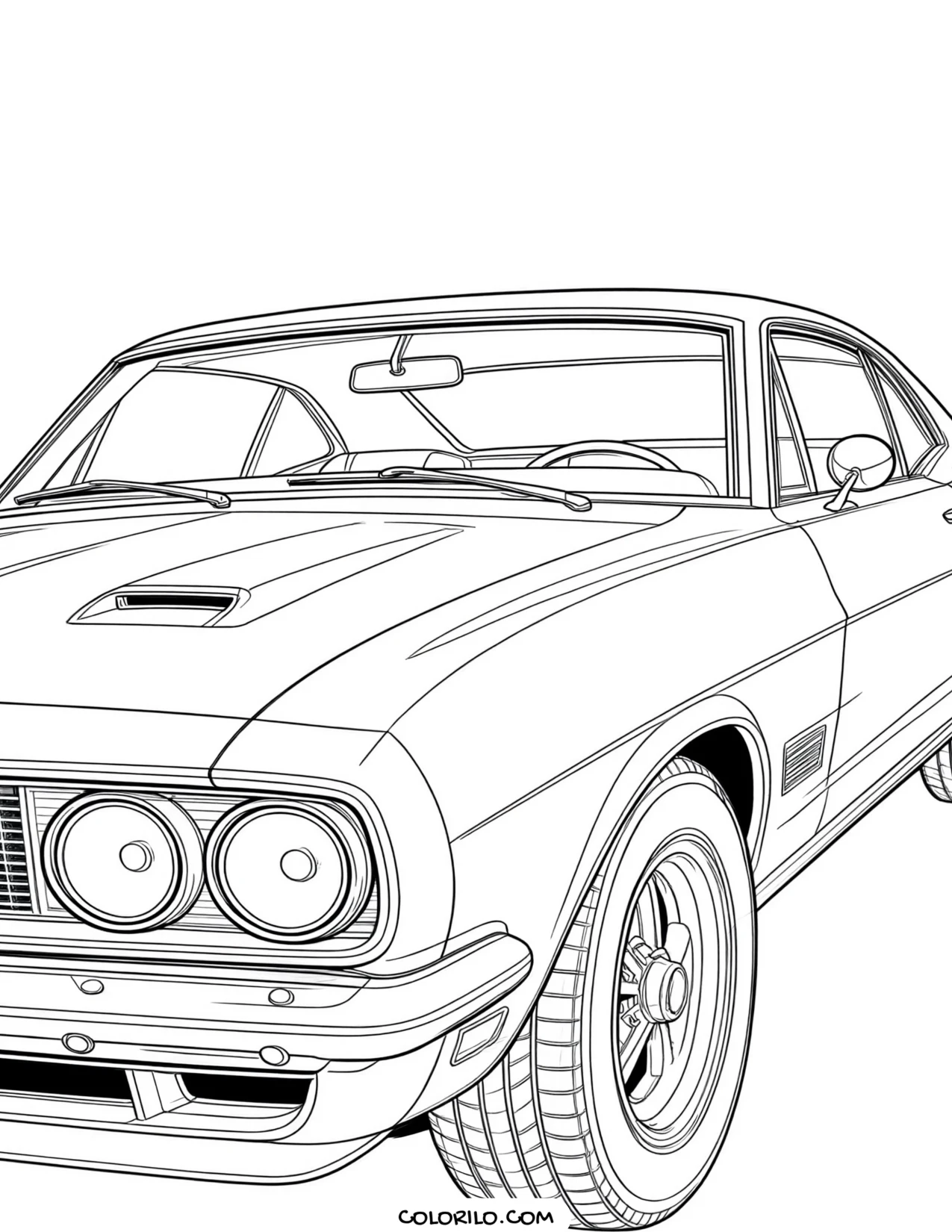 A classic American muscle car coloring page