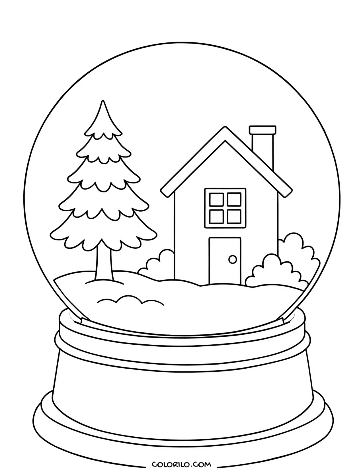 A classic snow globe coloring page