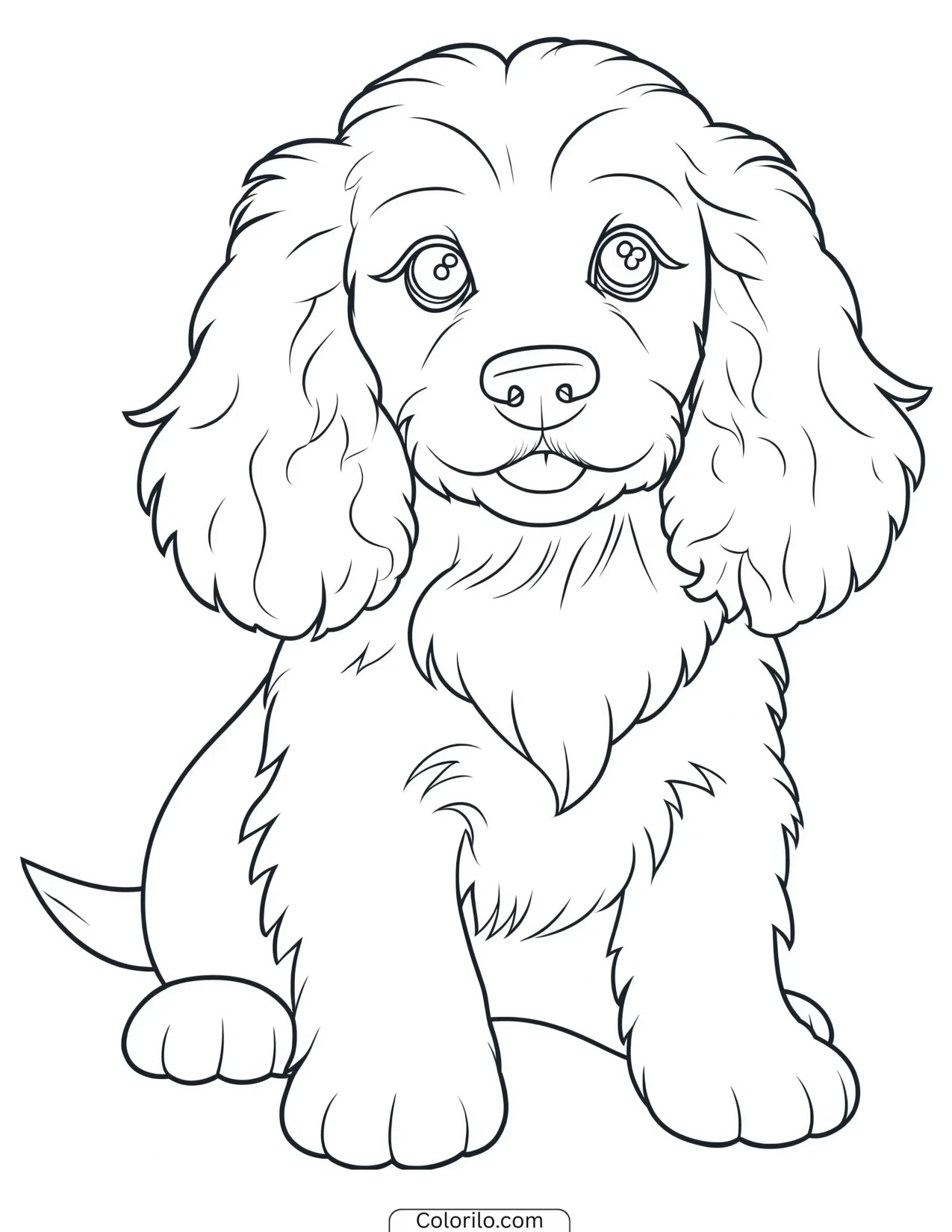 A Cocker Spaniel sitting coloring page