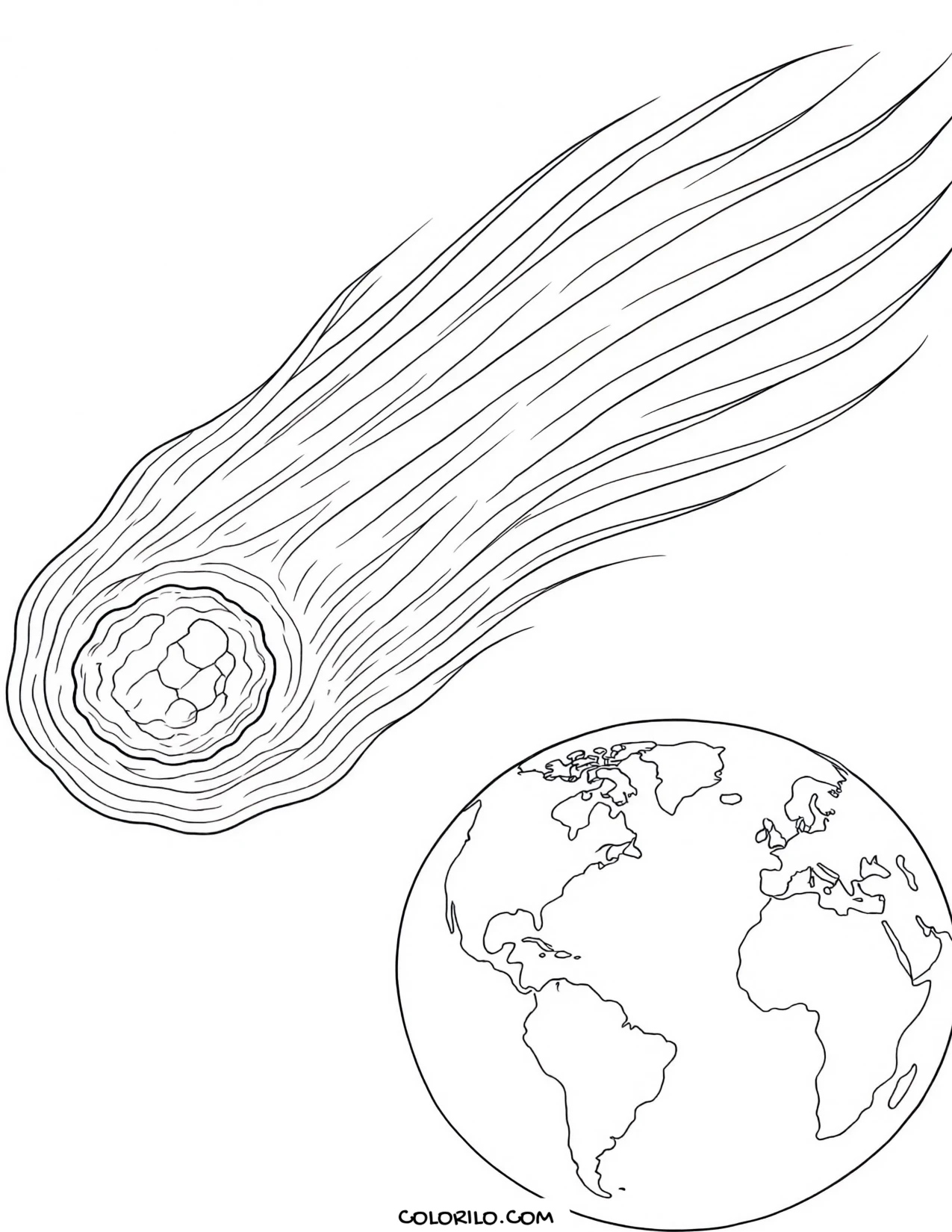 A comet passing close to Earth coloring page