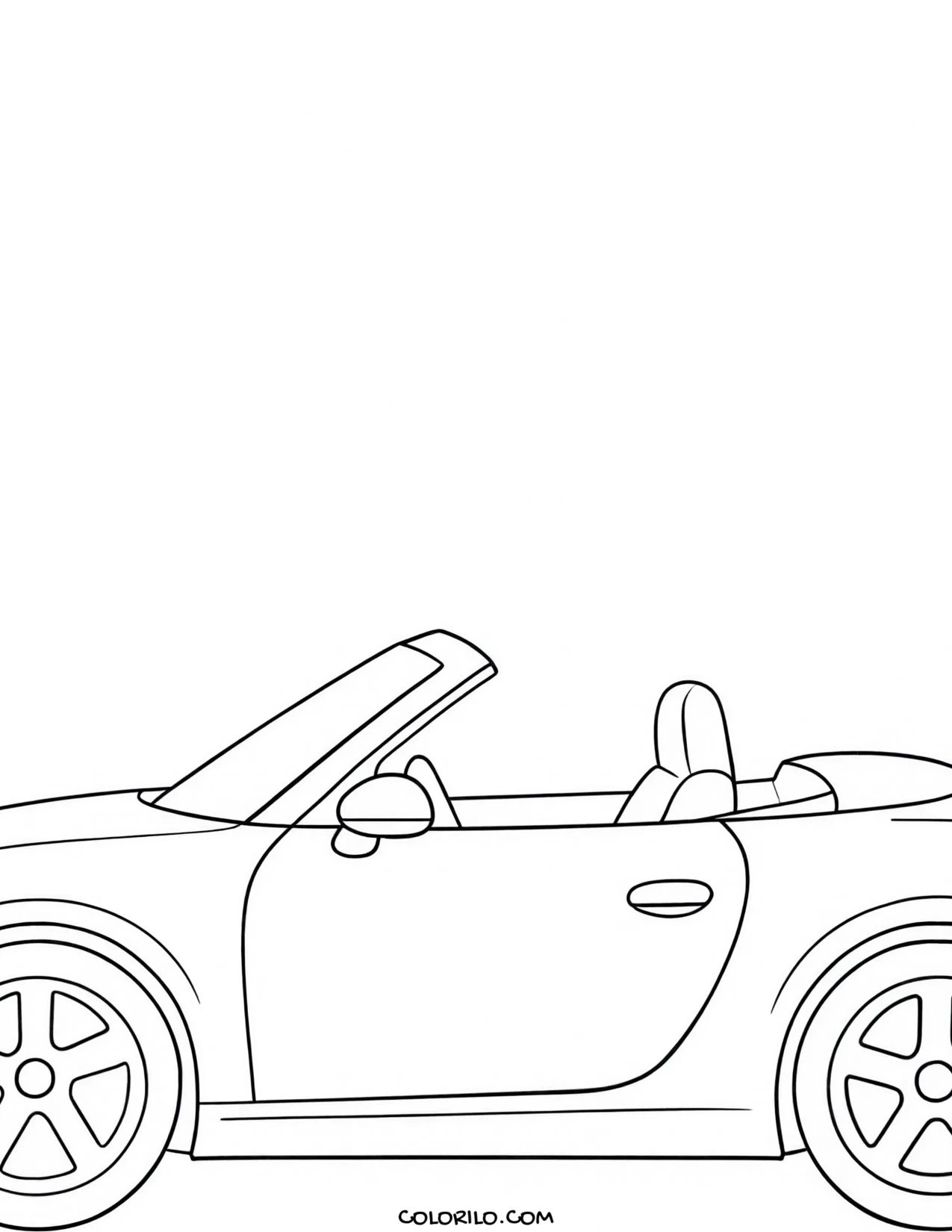 A convertible with the roof down coloring page