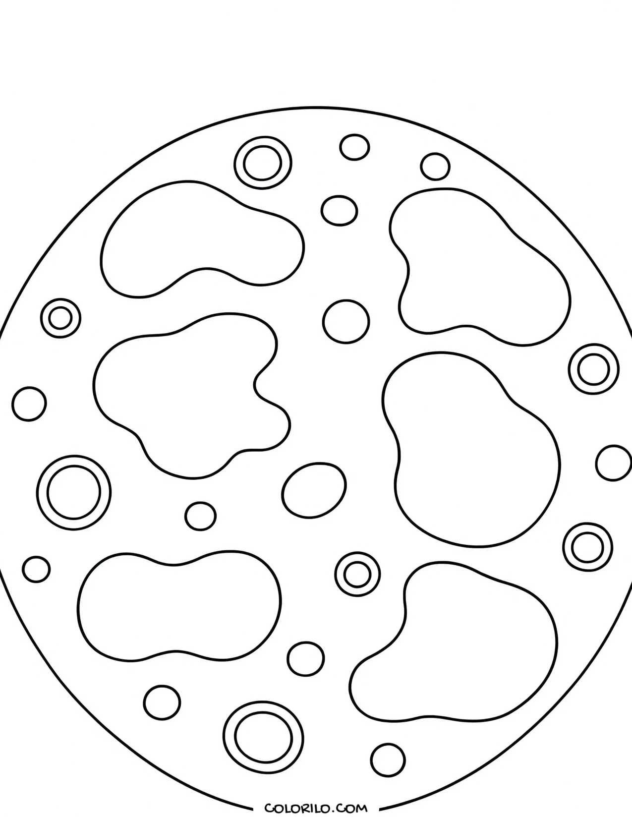 The full Moon with its craters coloring page