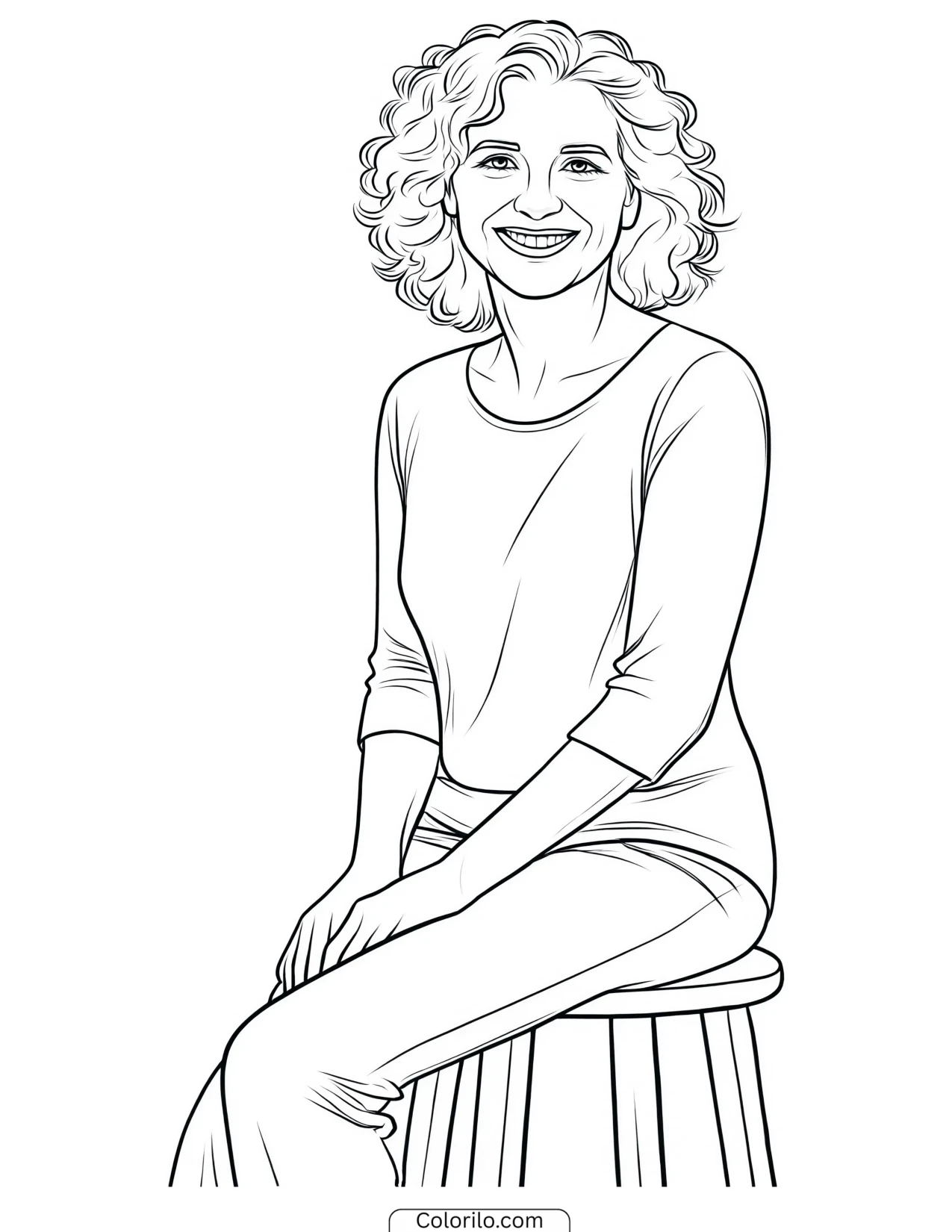 Daniela of KATSEYE sitting on a stool coloring page