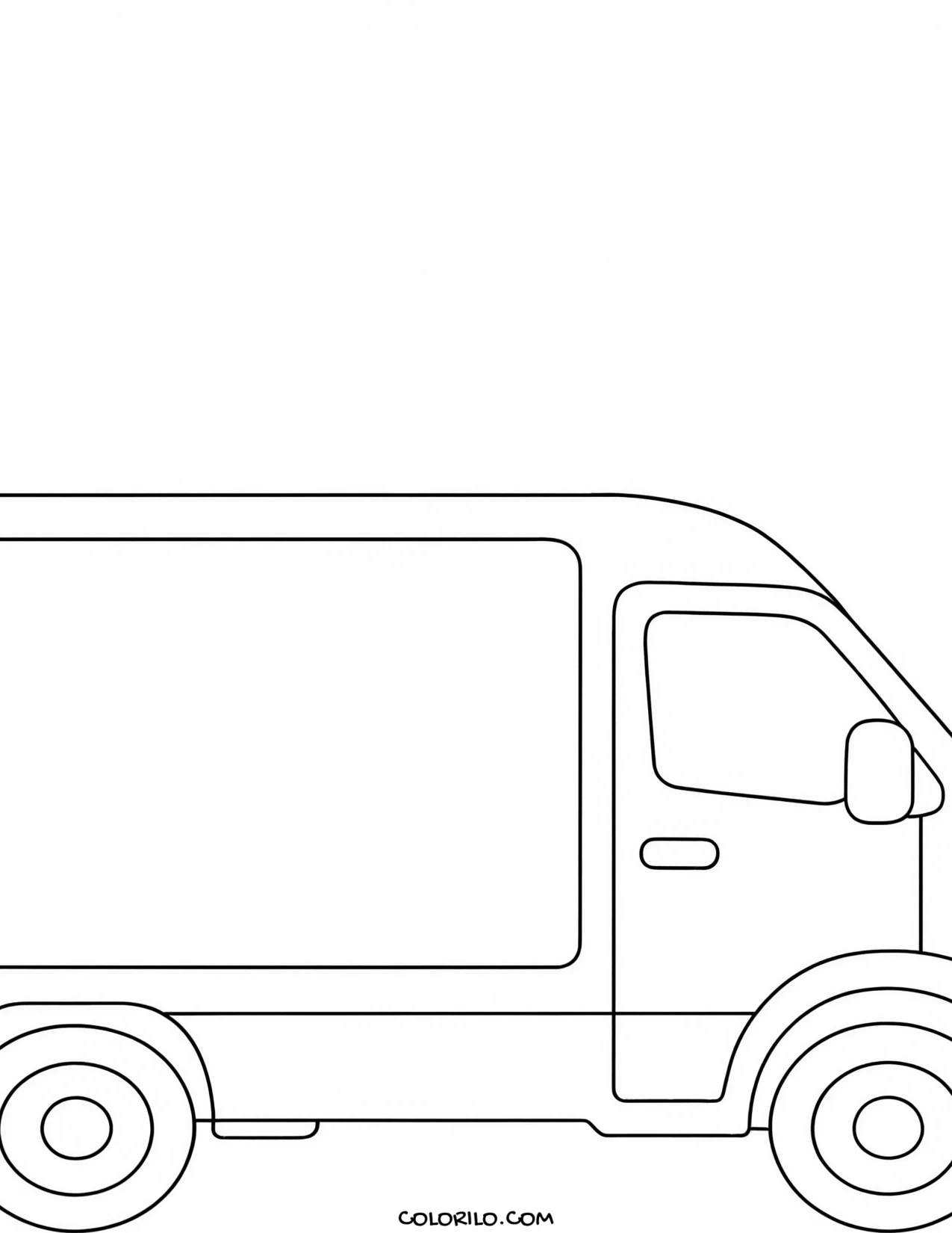 A delivery van seen from behind coloring page