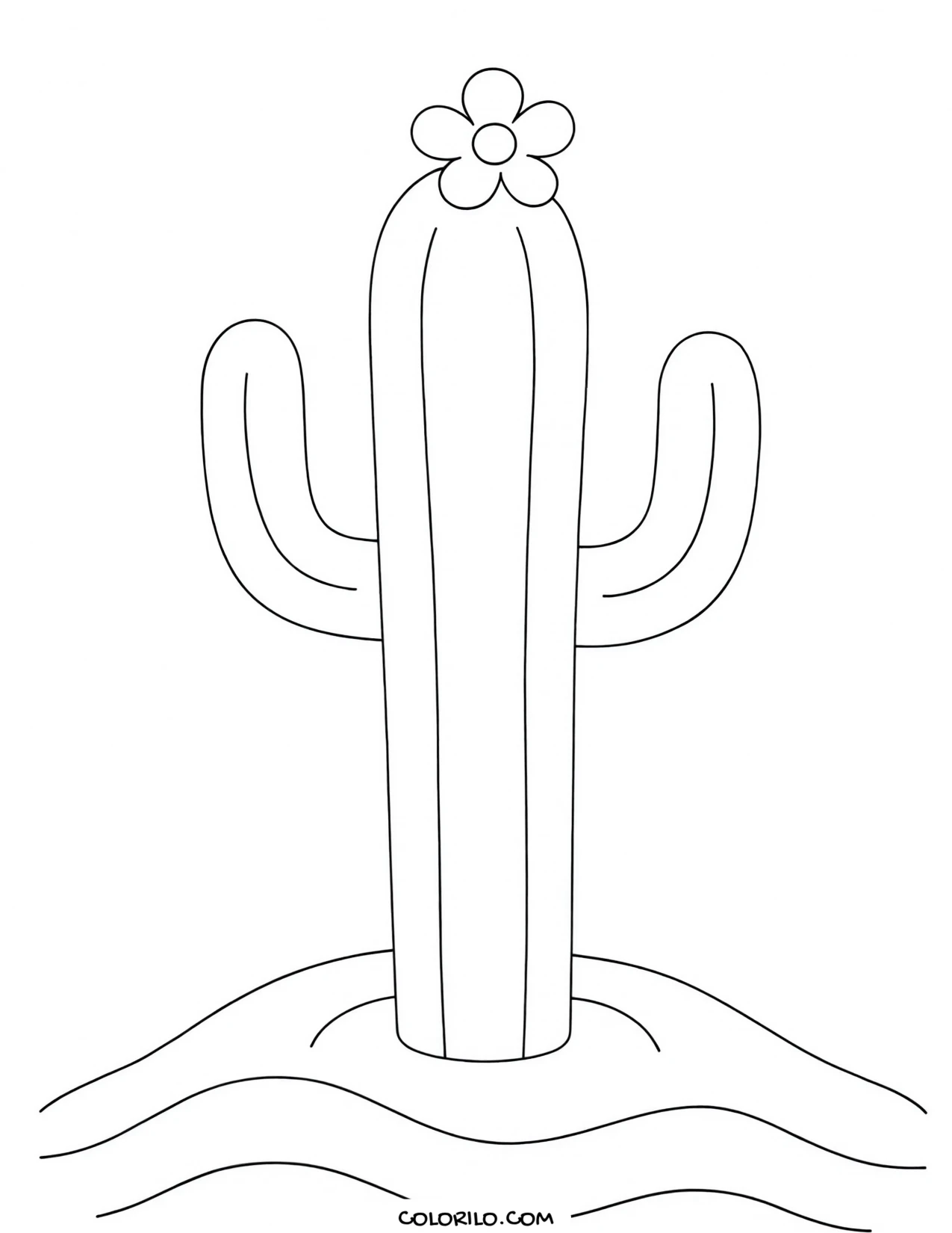 a saguaro cactus standing in the desert coloring page