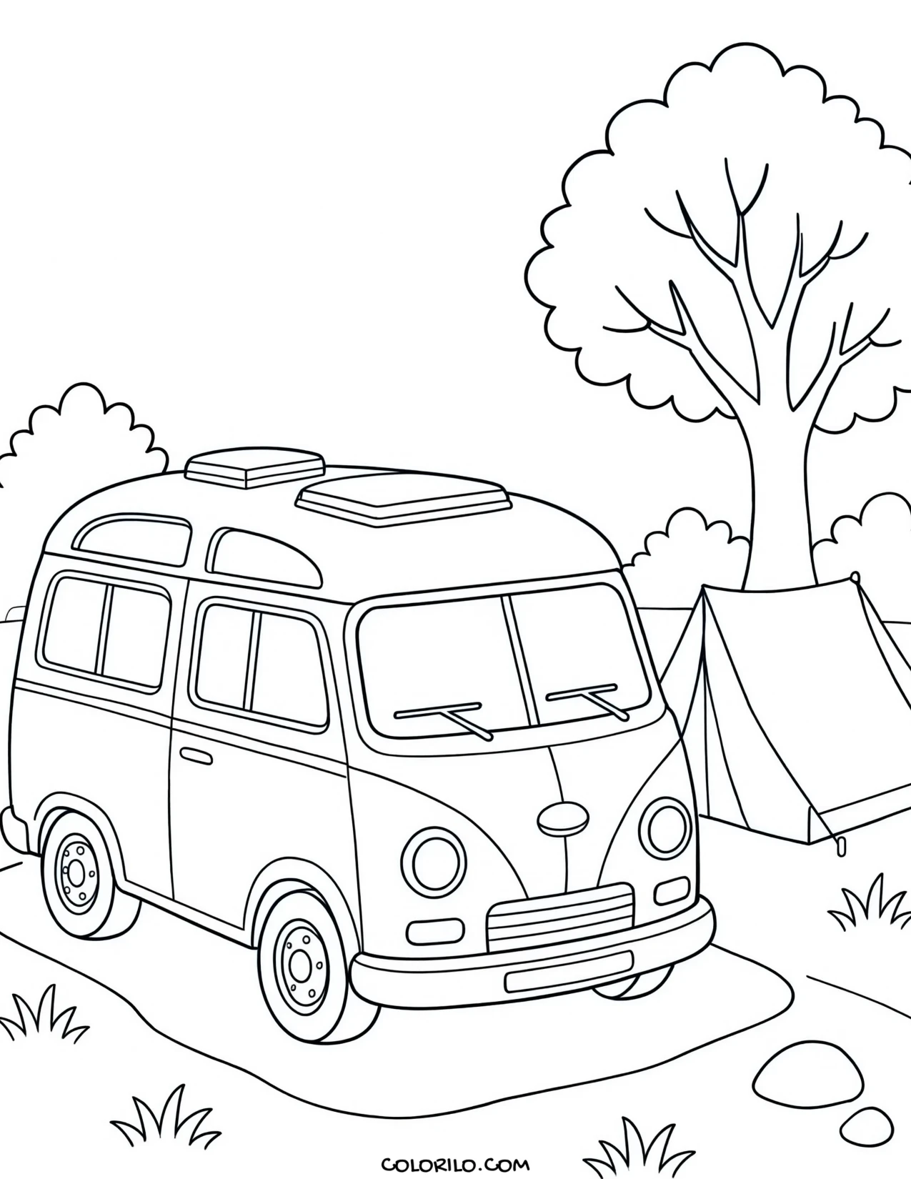 A digger with its excavator arm raised coloring page