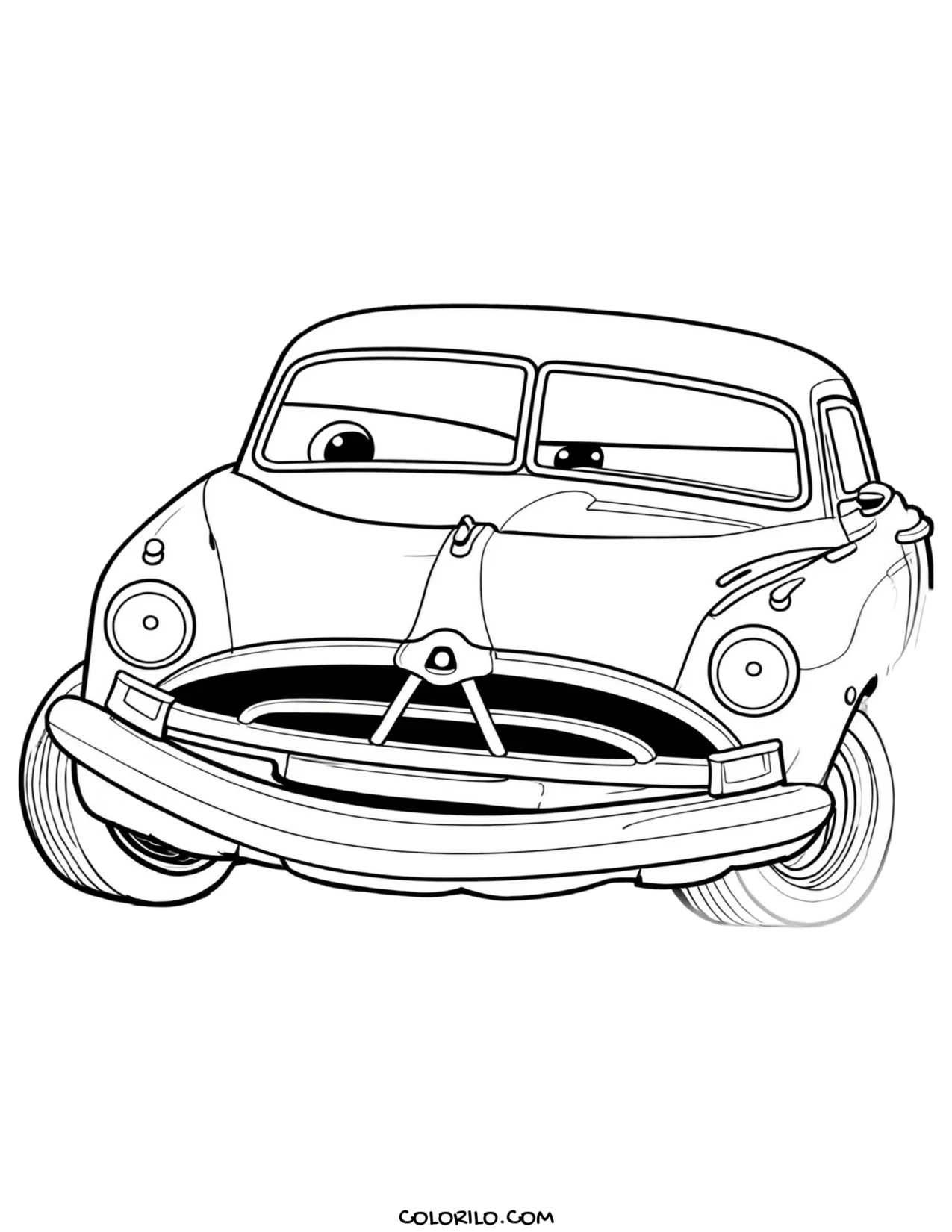 Doc Hudson leaving a trail of dust coloring page