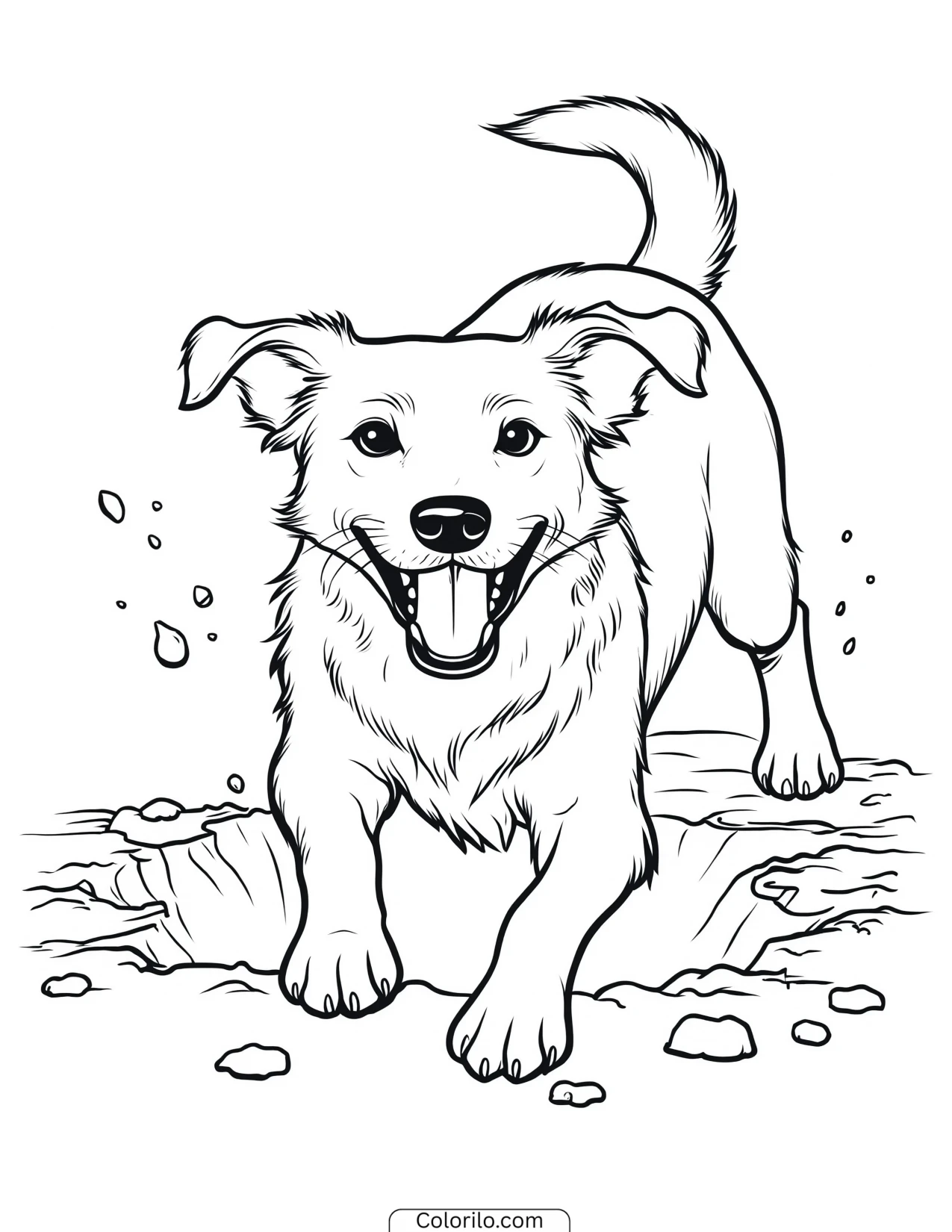 A dog digging a hole coloring page