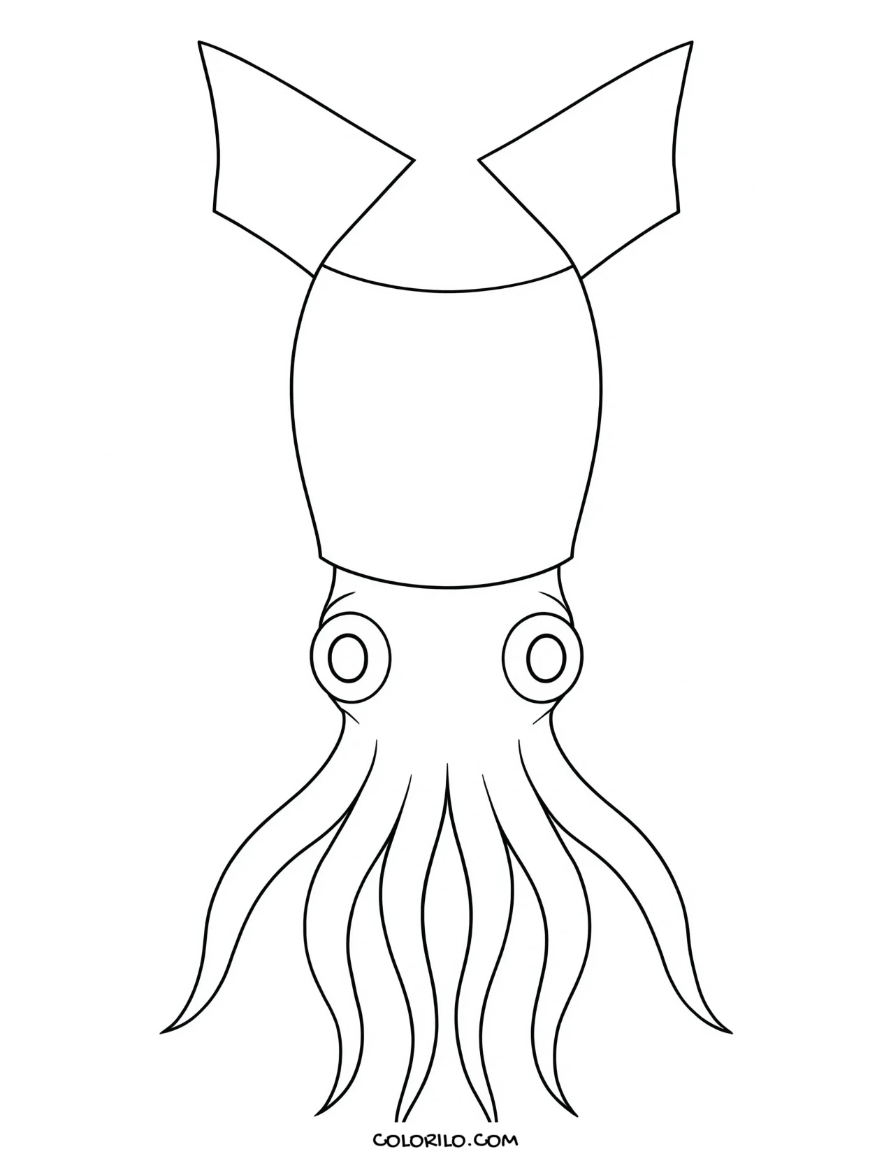A European squid with triangular fins coloring page