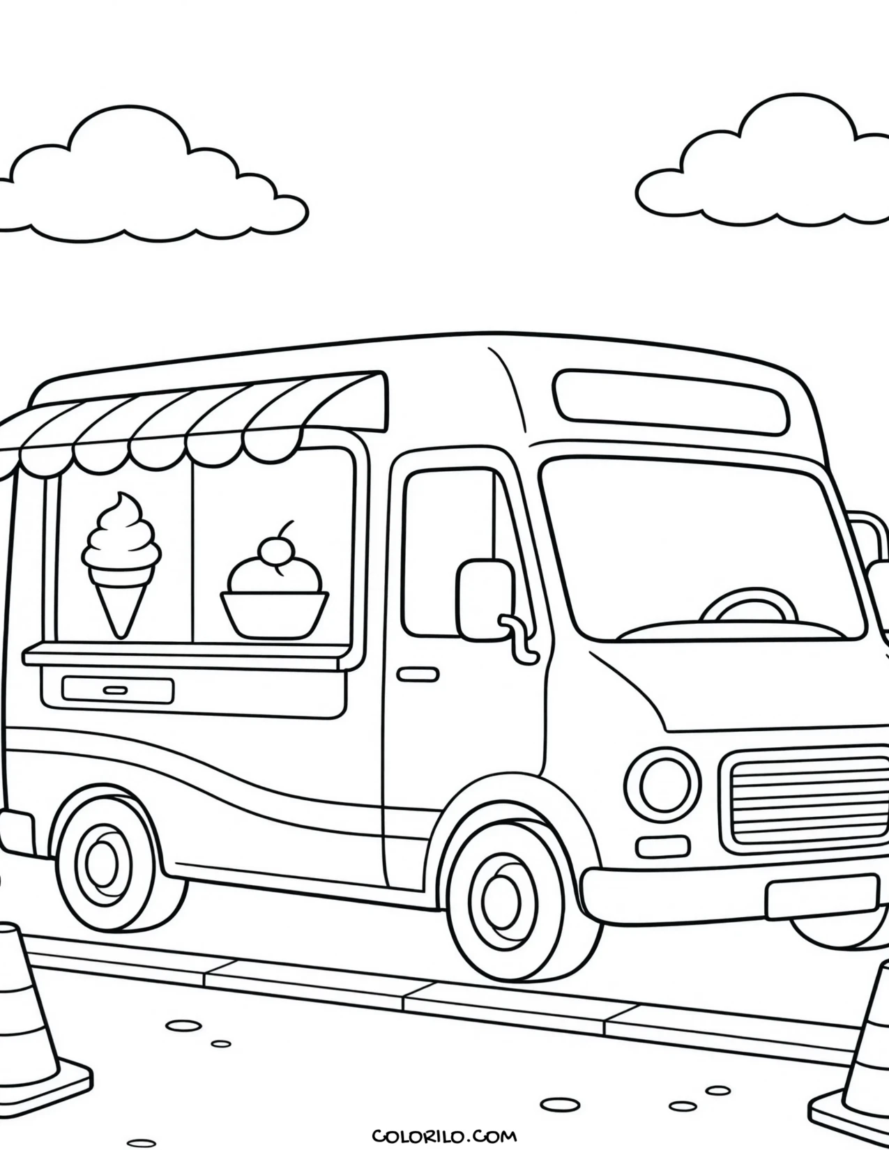 A farm tractor in side view coloring page