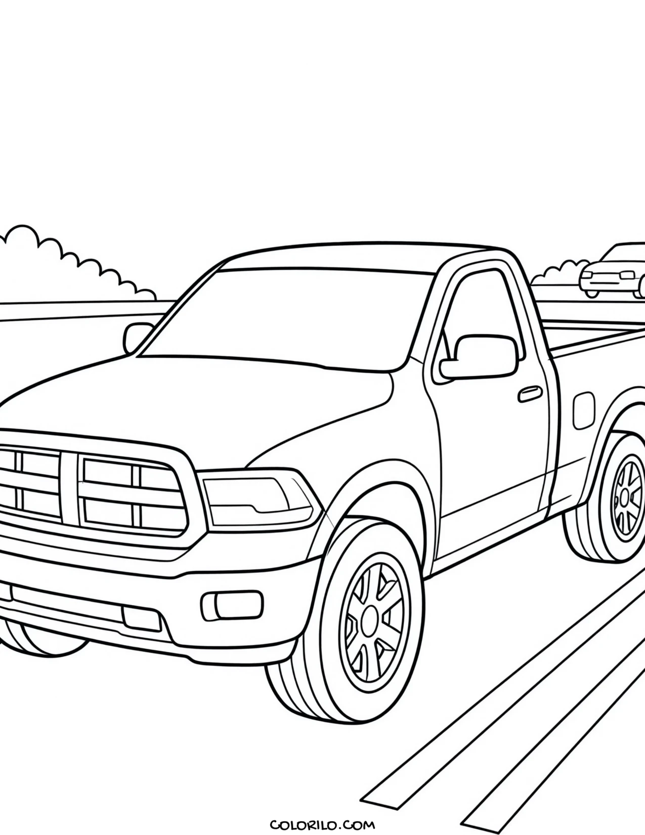 A 1950s American car with tail fins coloring page