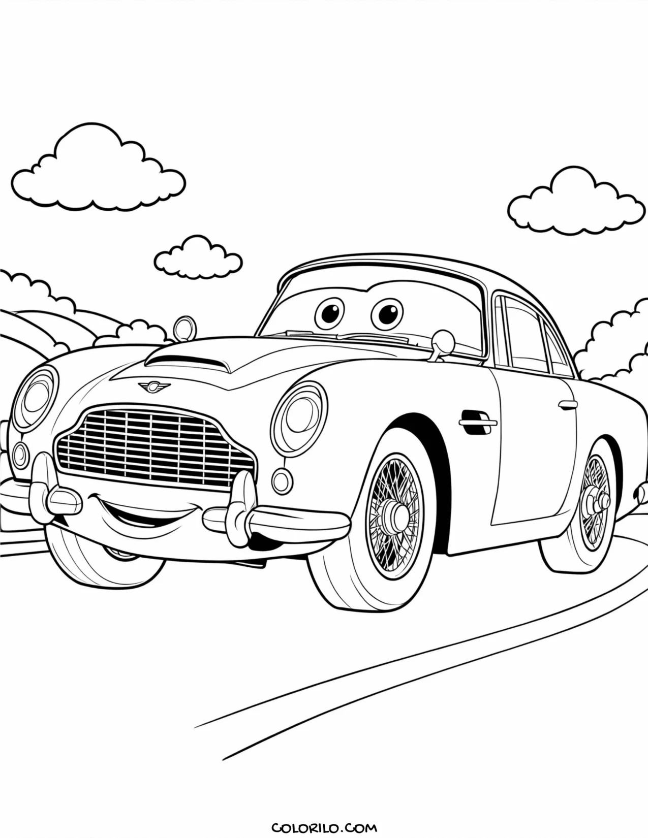 Finn McMissile on a mountain road coloring page