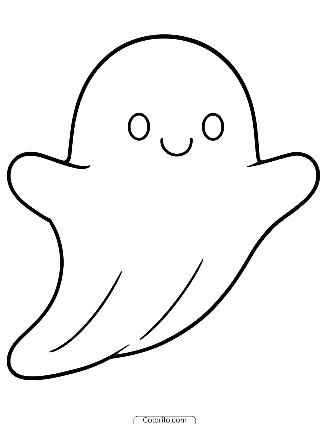 Smiling ghost floating in the air coloring page