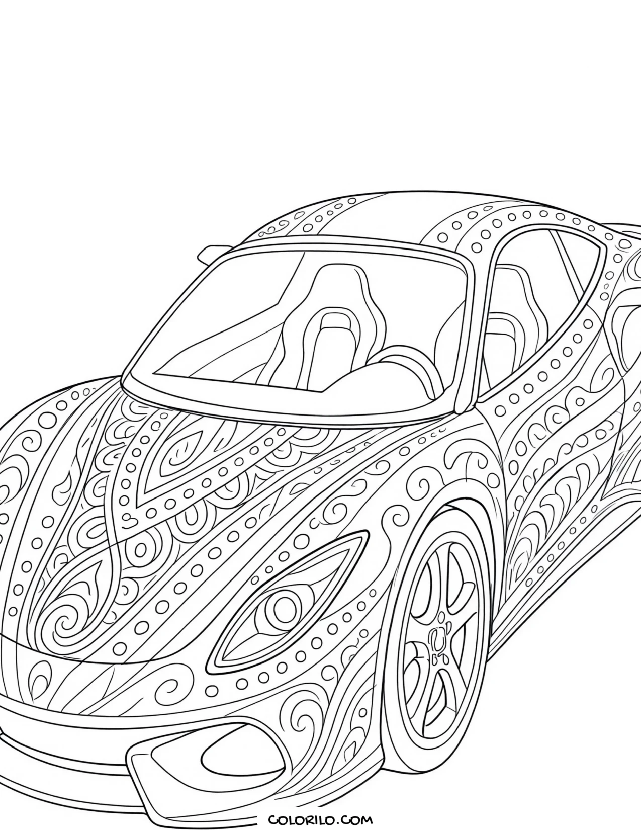 A formula car racing on the track coloring page