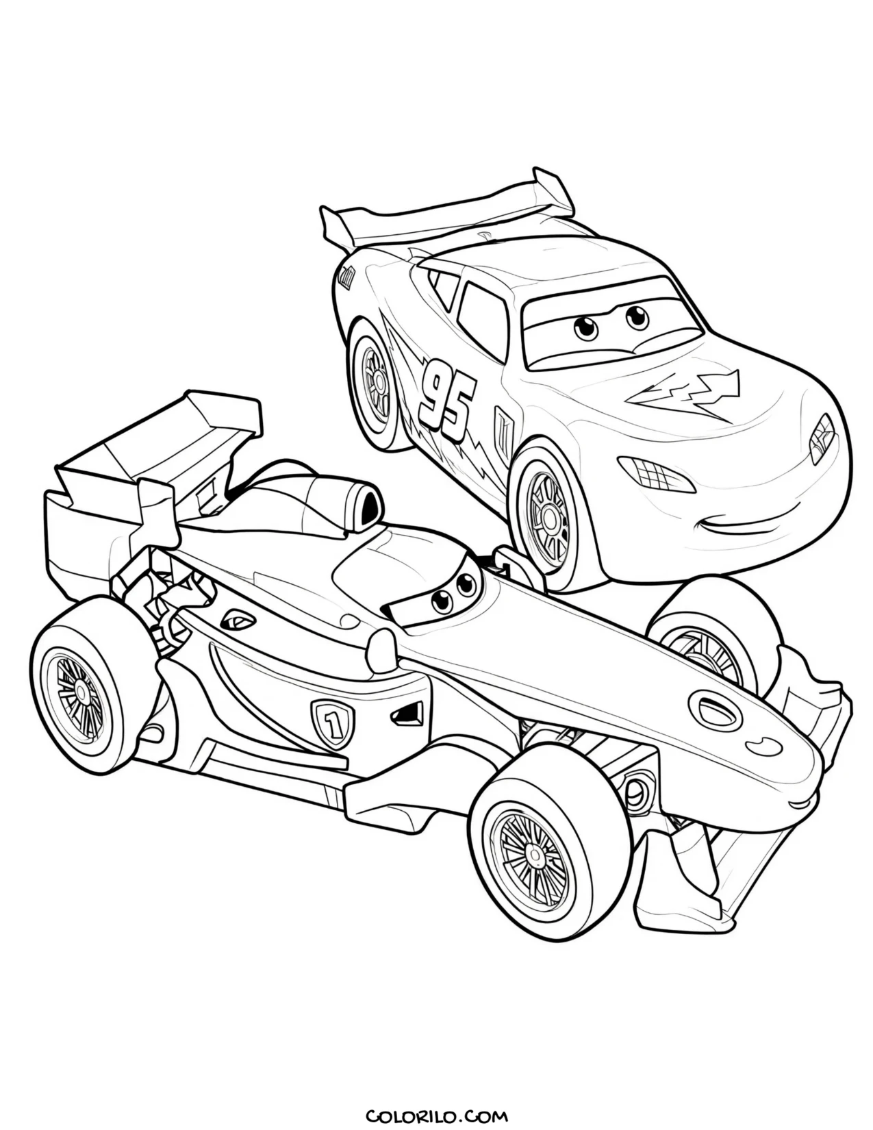 Francesco Bernoulli racing Lightning McQueen coloring page