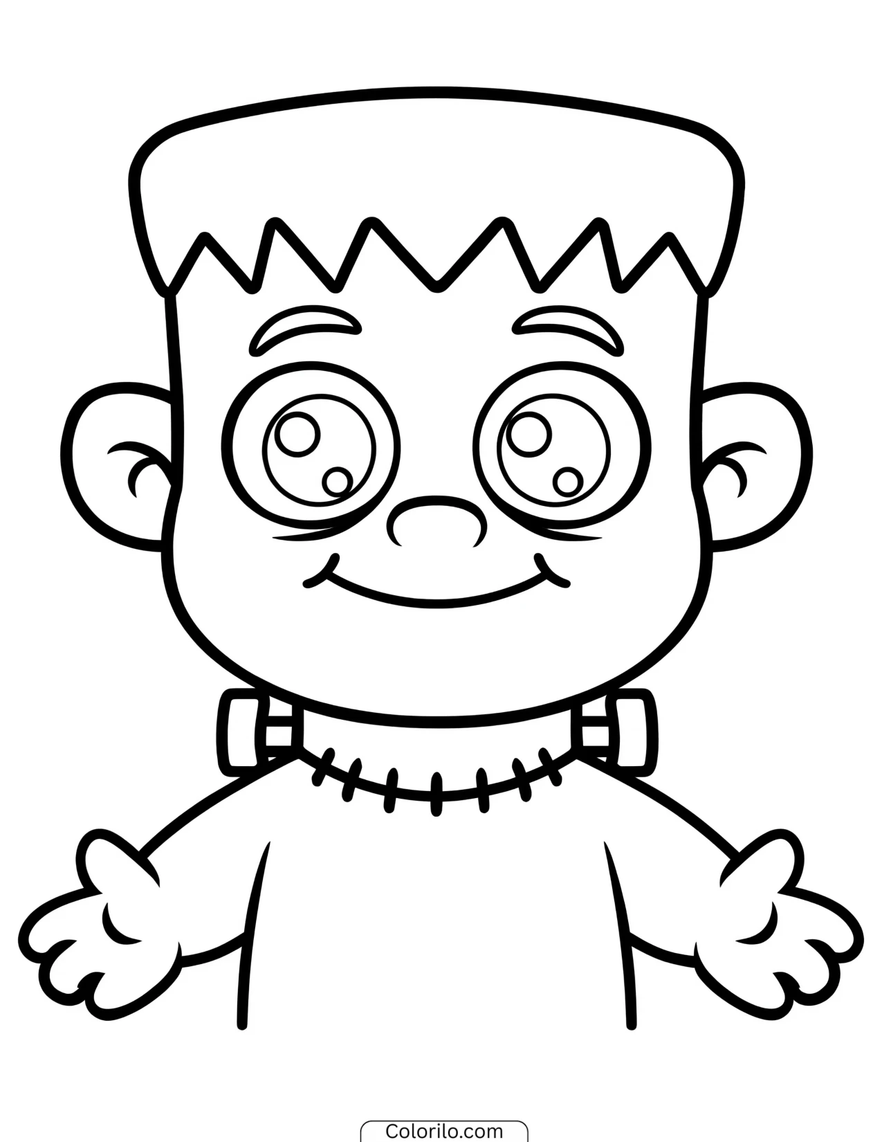 Frankenstein's monster with arms outstretched coloring page