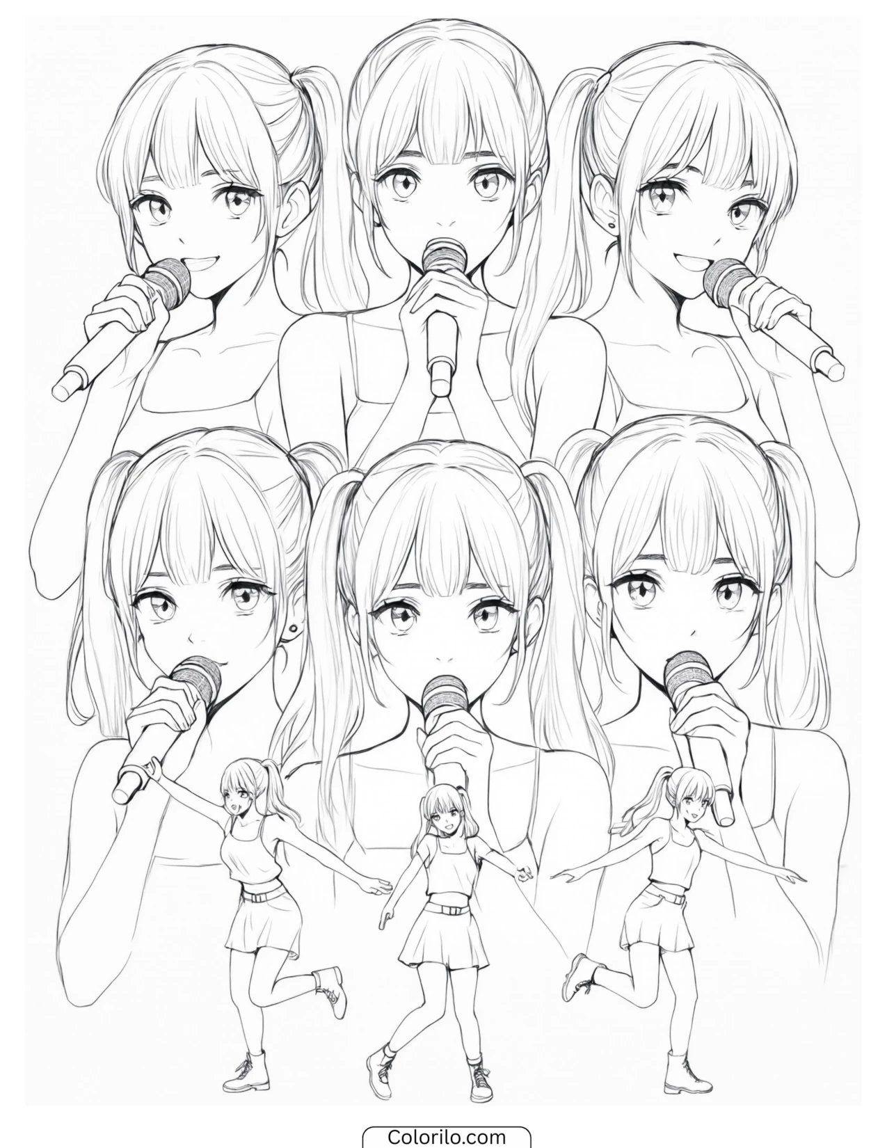 KATSEYE singing and dancing together coloring page