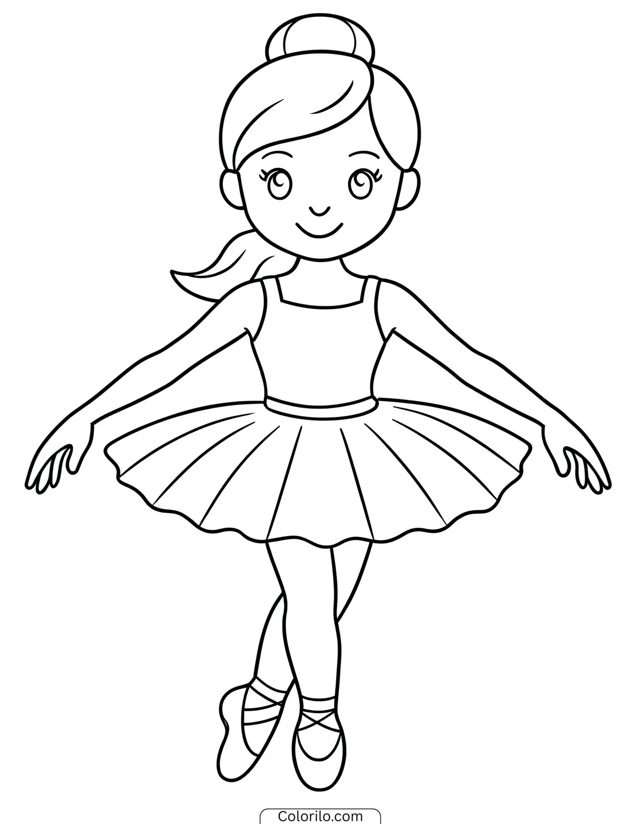 A girl wearing a ballet tutu coloring page