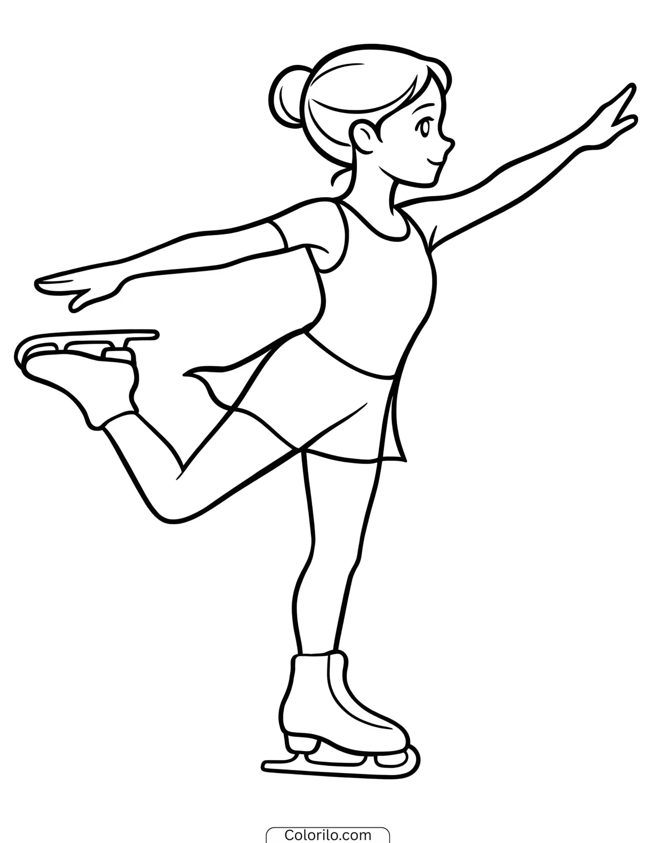 A girl ice skating coloring page