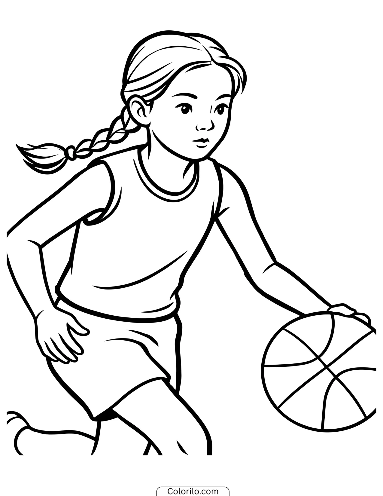 A girl playing basketball coloring page