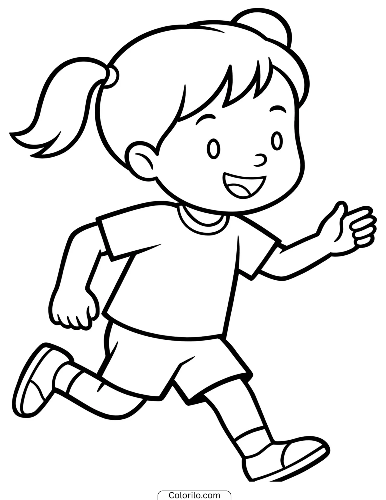 A girl playing a game of tag coloring page
