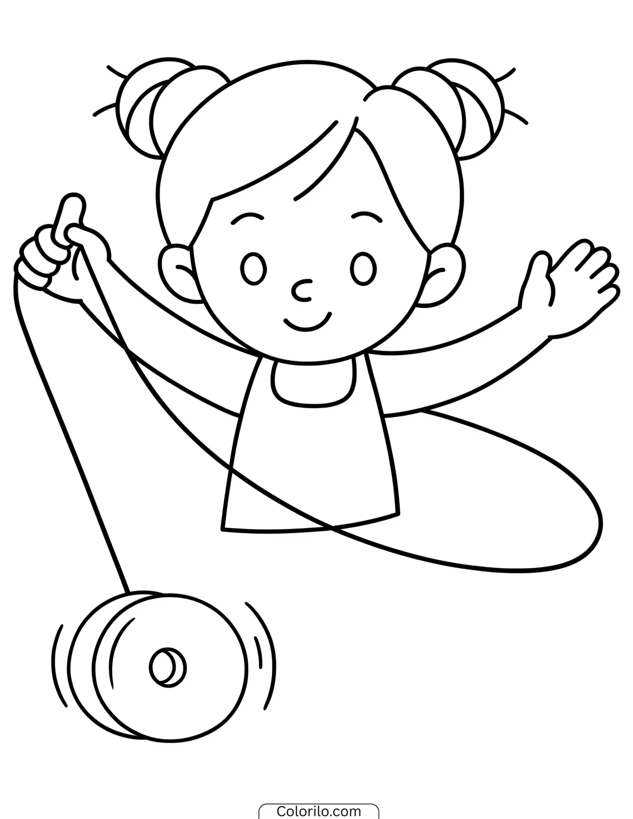 A girl playing with a yo-yo coloring page