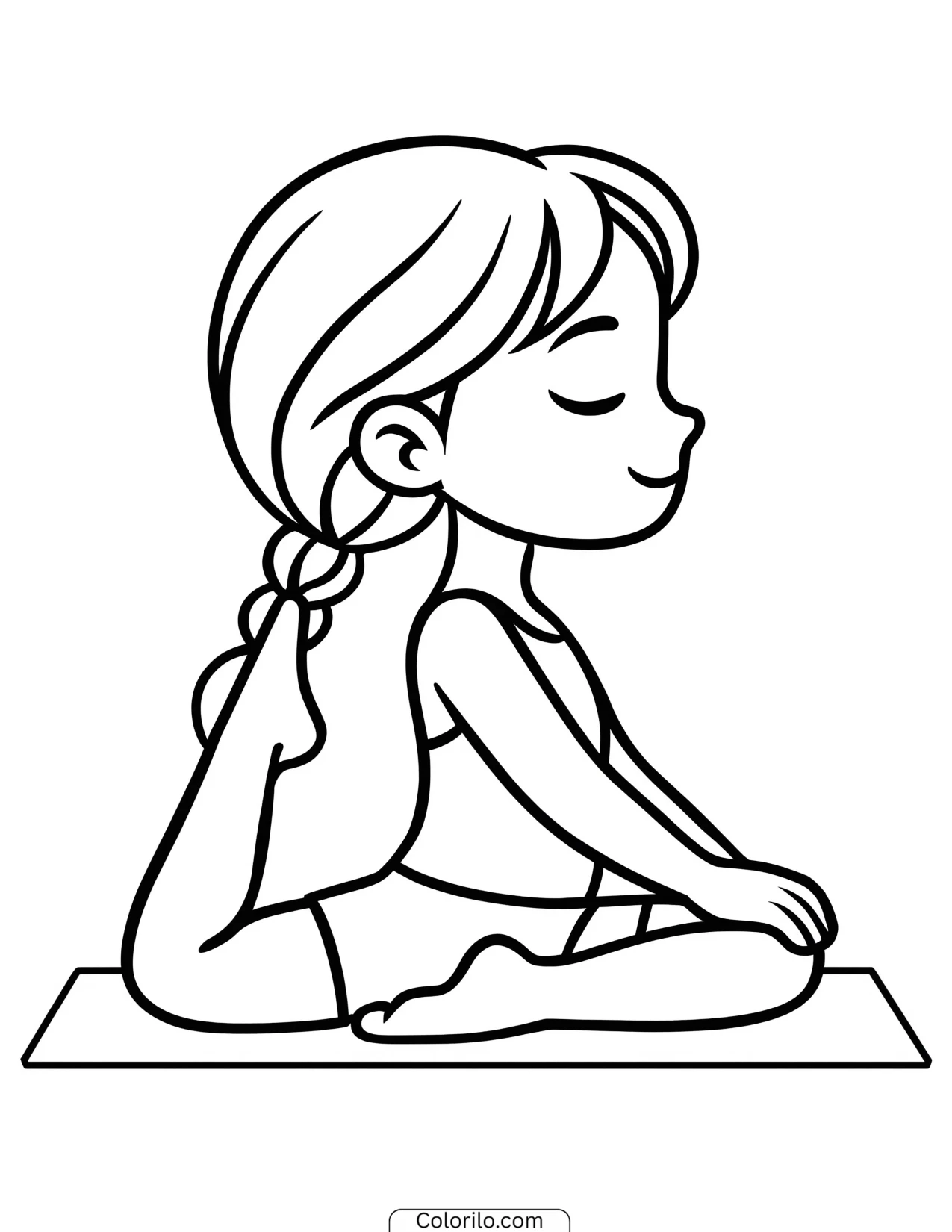 A girl holding a yoga pose coloring page