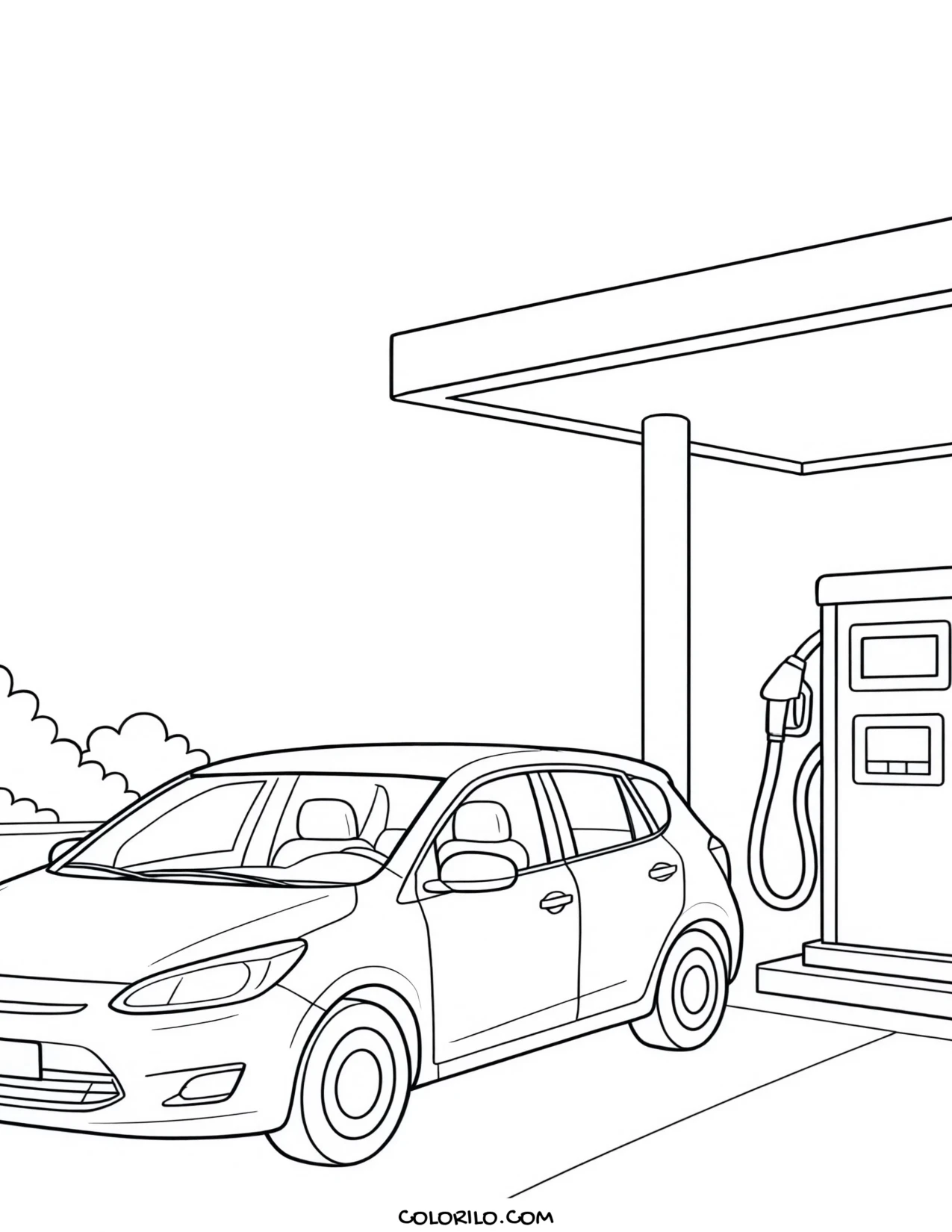 A go-kart in side view coloring page