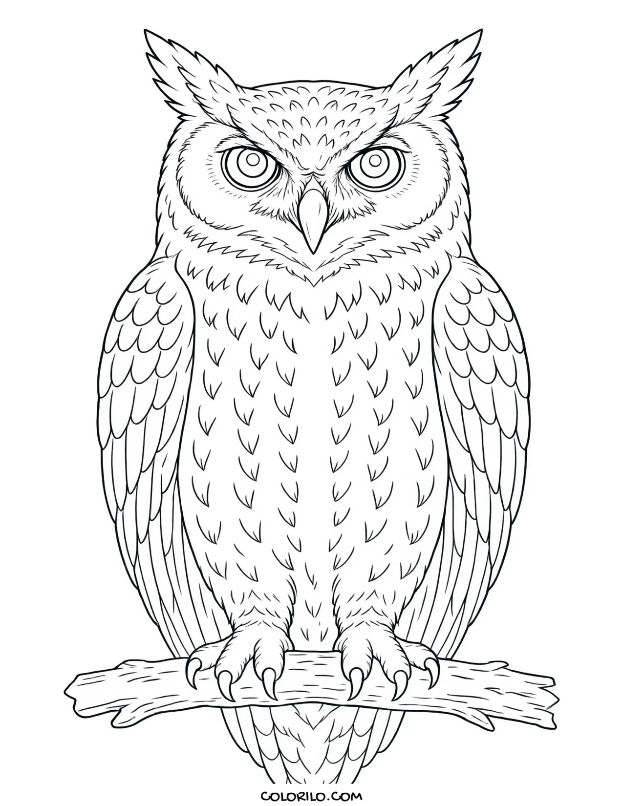 A great horned owl coloring page