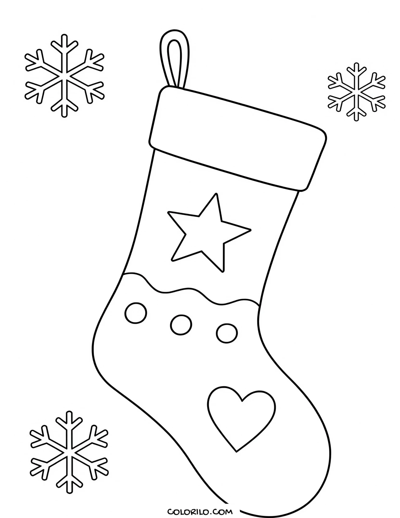 A stocking hung up for Christmas coloring page