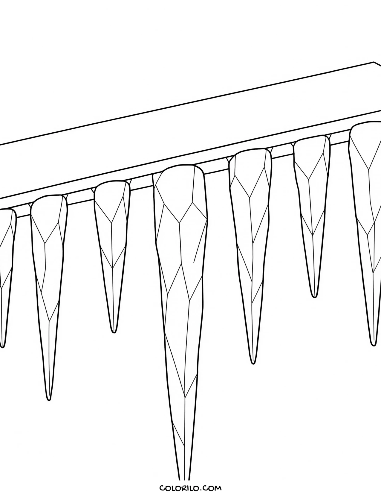 Icicles hanging from a roof edge coloring page