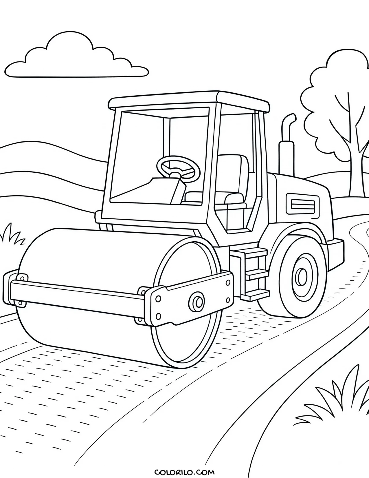 A hatchback filling up at a petrol station coloring page