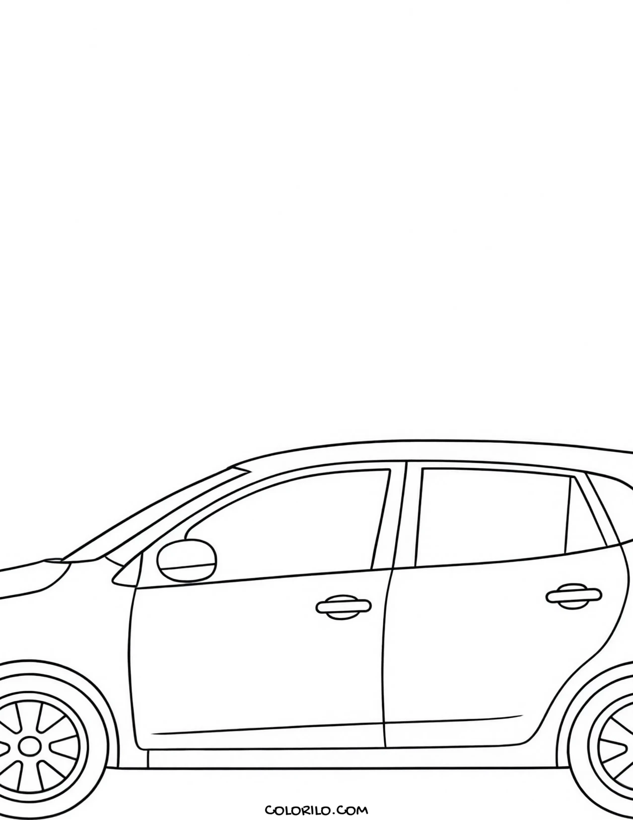 A hatchback car in side view coloring page