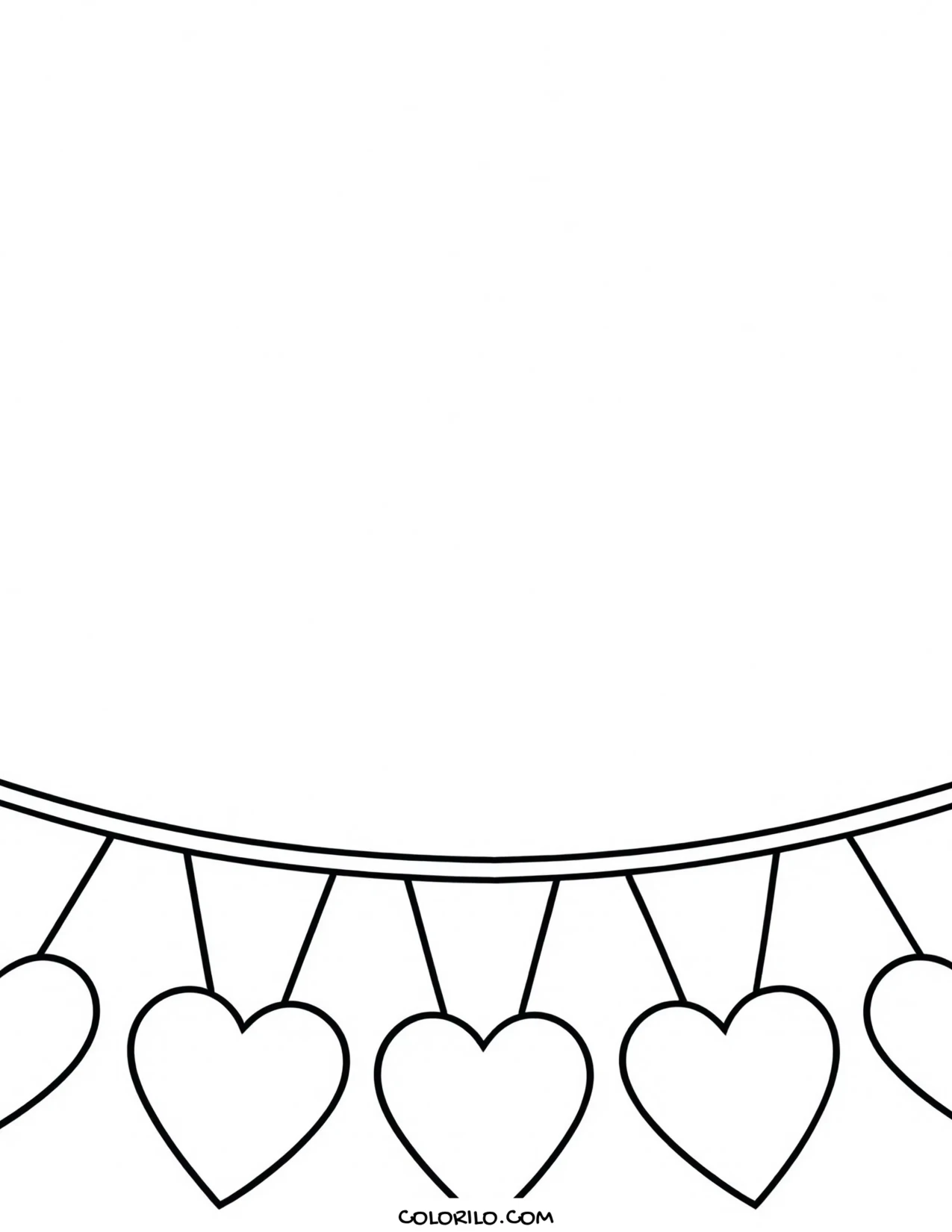 A string of heart bunting coloring page