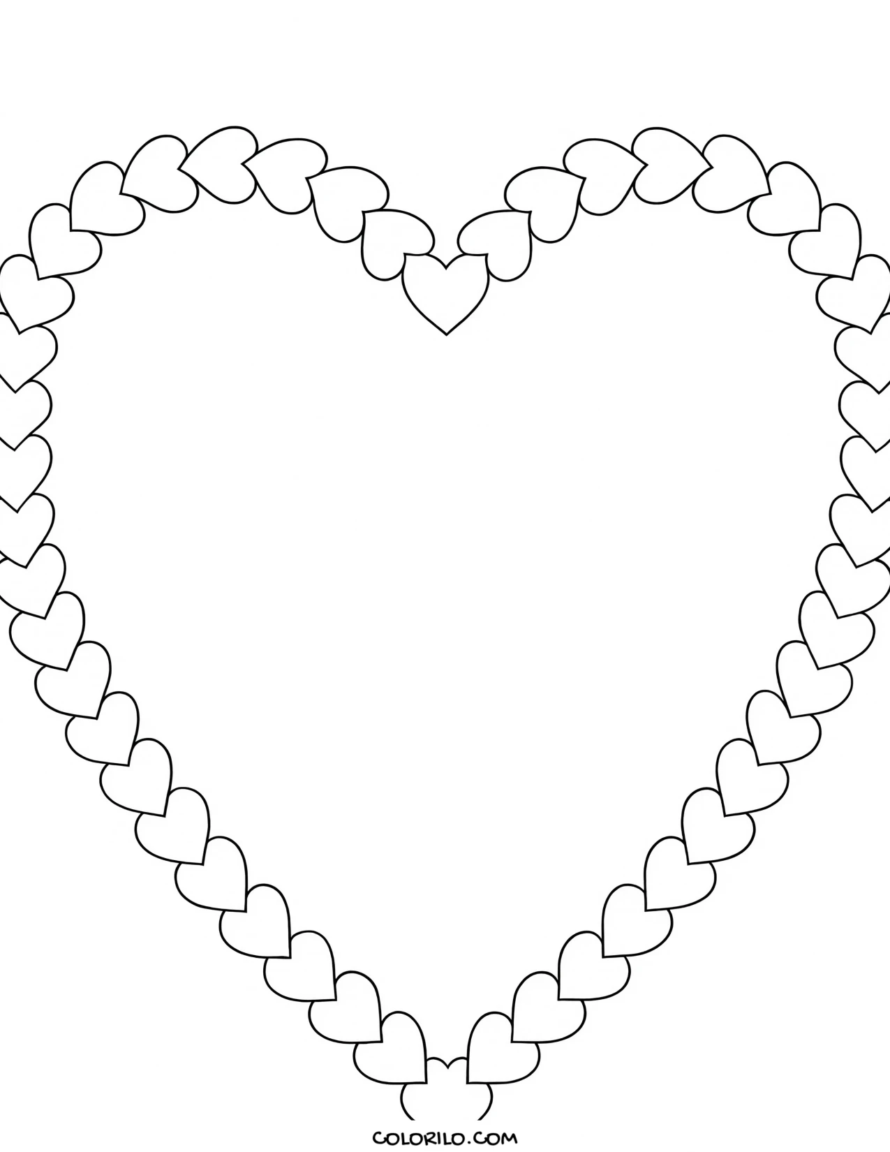 A garland of hearts coloring page
